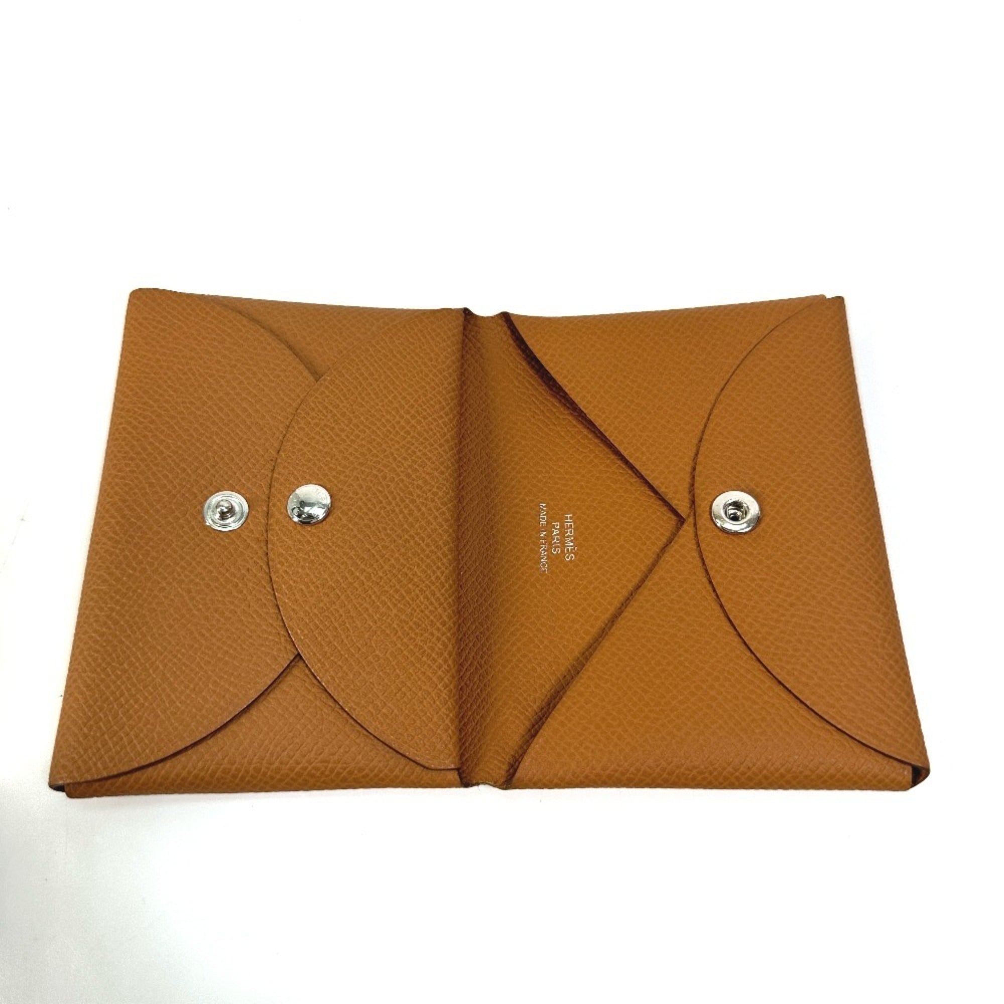 Hermes Brown Gold Brown Epsom Leather Coin Purse/Coin Case (Pre-Owned)