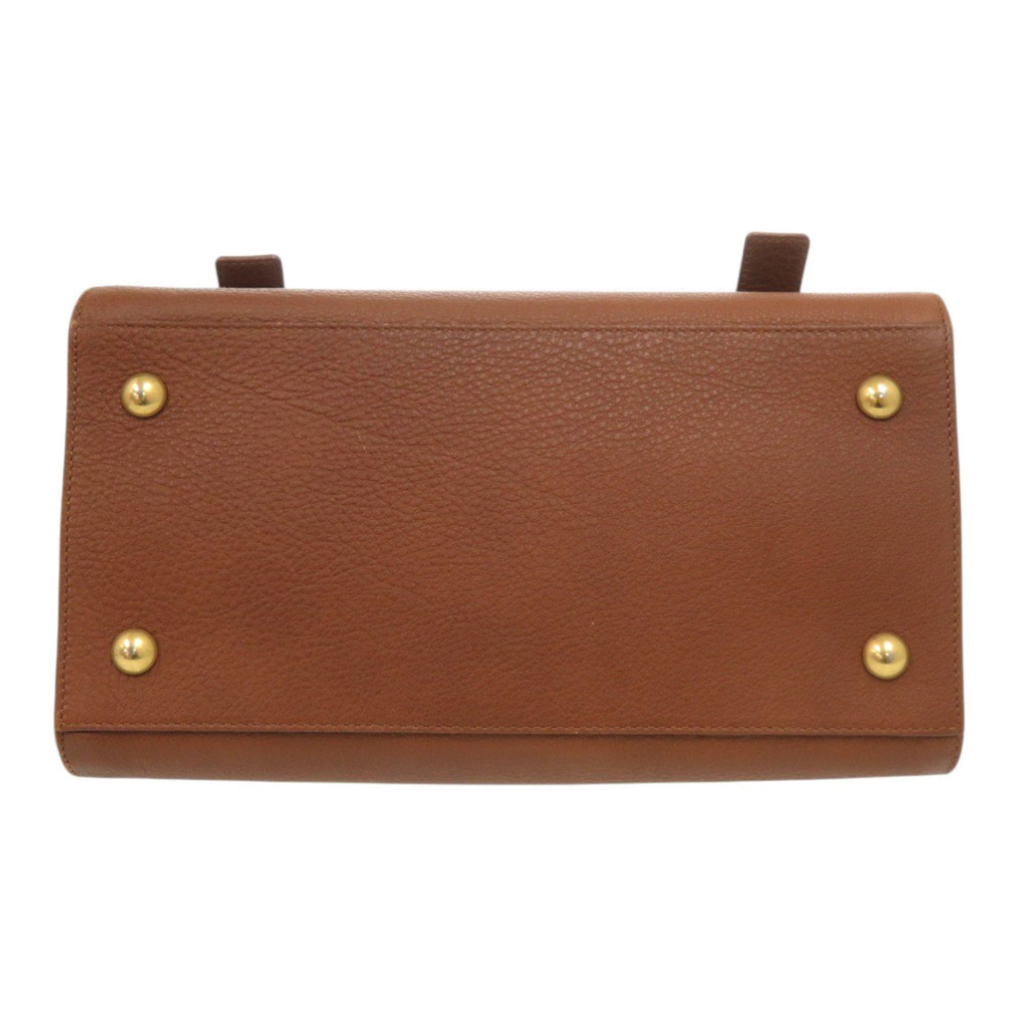 Yves Saint Laurent Brown Leather Canvas Handbag Shoulder Bag (Pre-Owned)