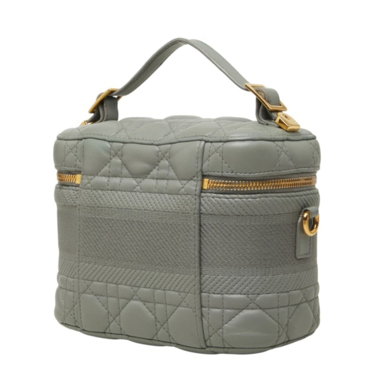 Christian Dior Gray Leather Shoulder Bag Vanity Bag (Pre-Owned)
