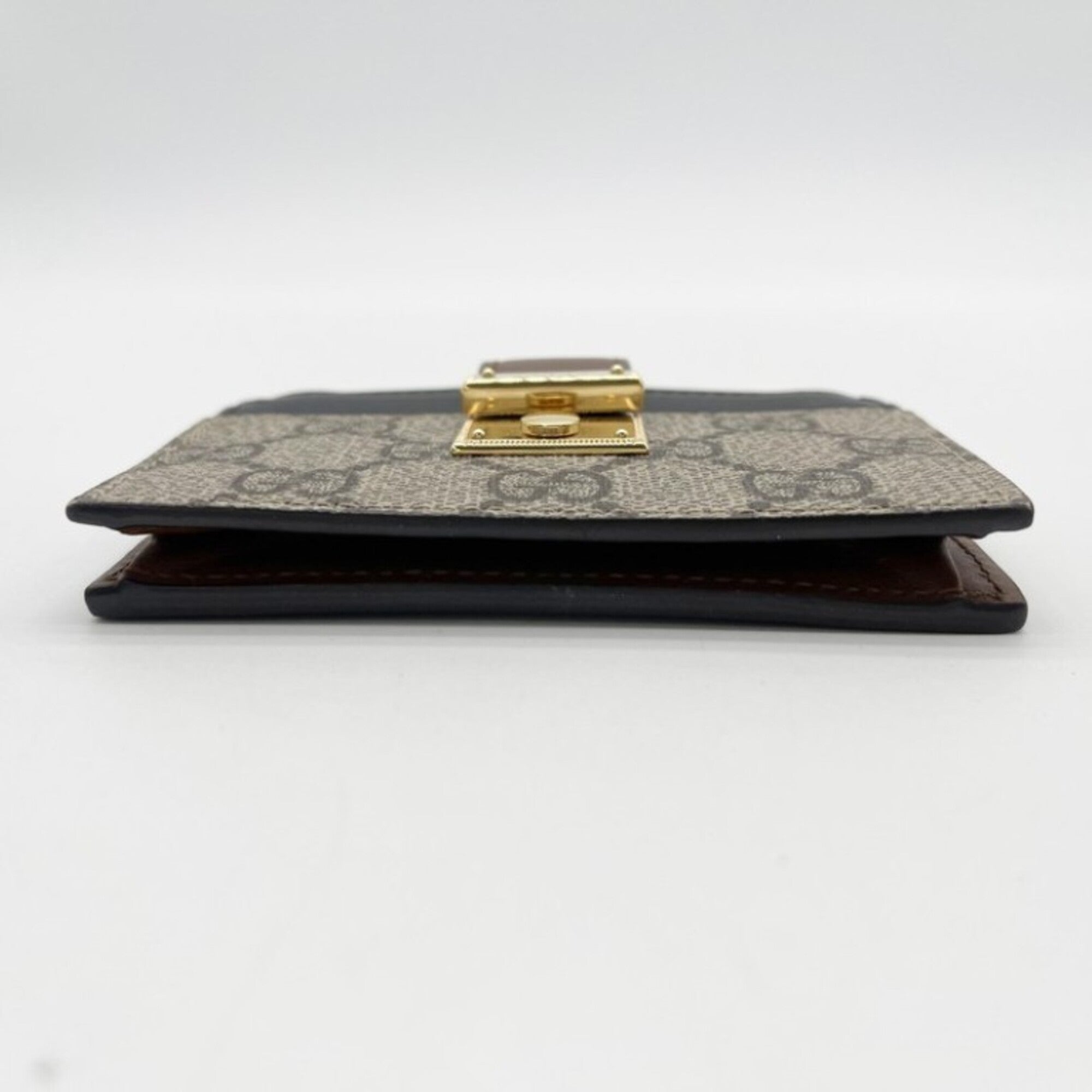 Gucci Beige Black Brown Pvc Leather Long Wallet (Bi-Fold) (Pre-Owned)