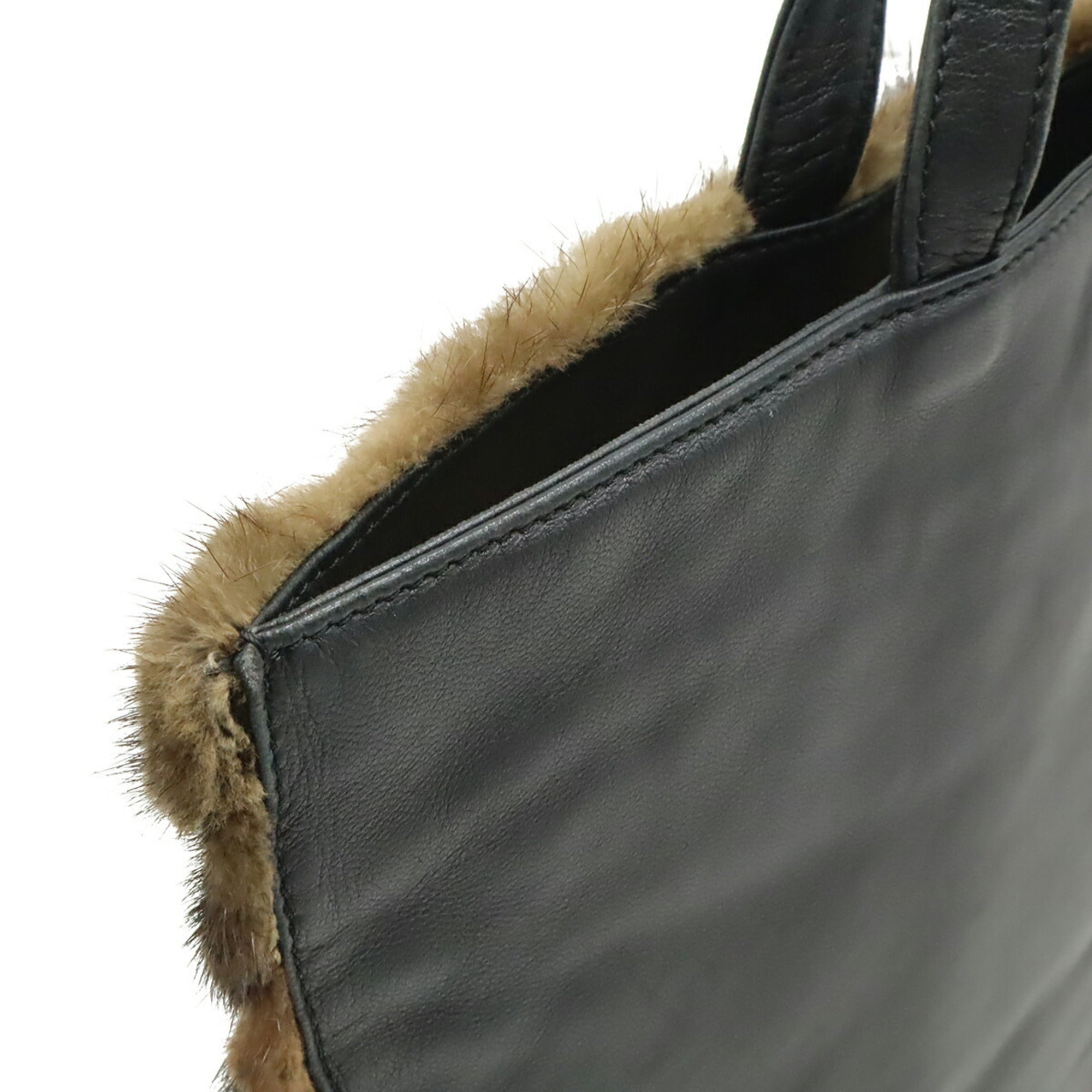 Loewe Black Dark Brown Fur Handbag Tote Bag (Pre-Owned)