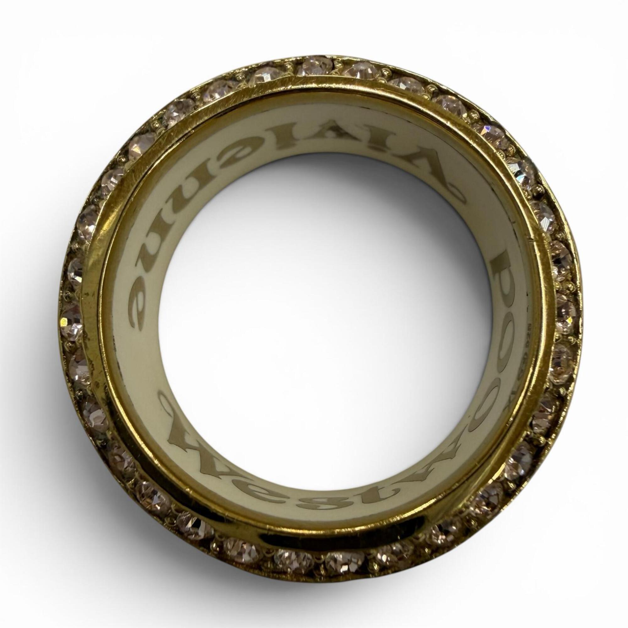 Vivienne Westwood Gold White Rhinestone Band Ring (Pre-Owned)