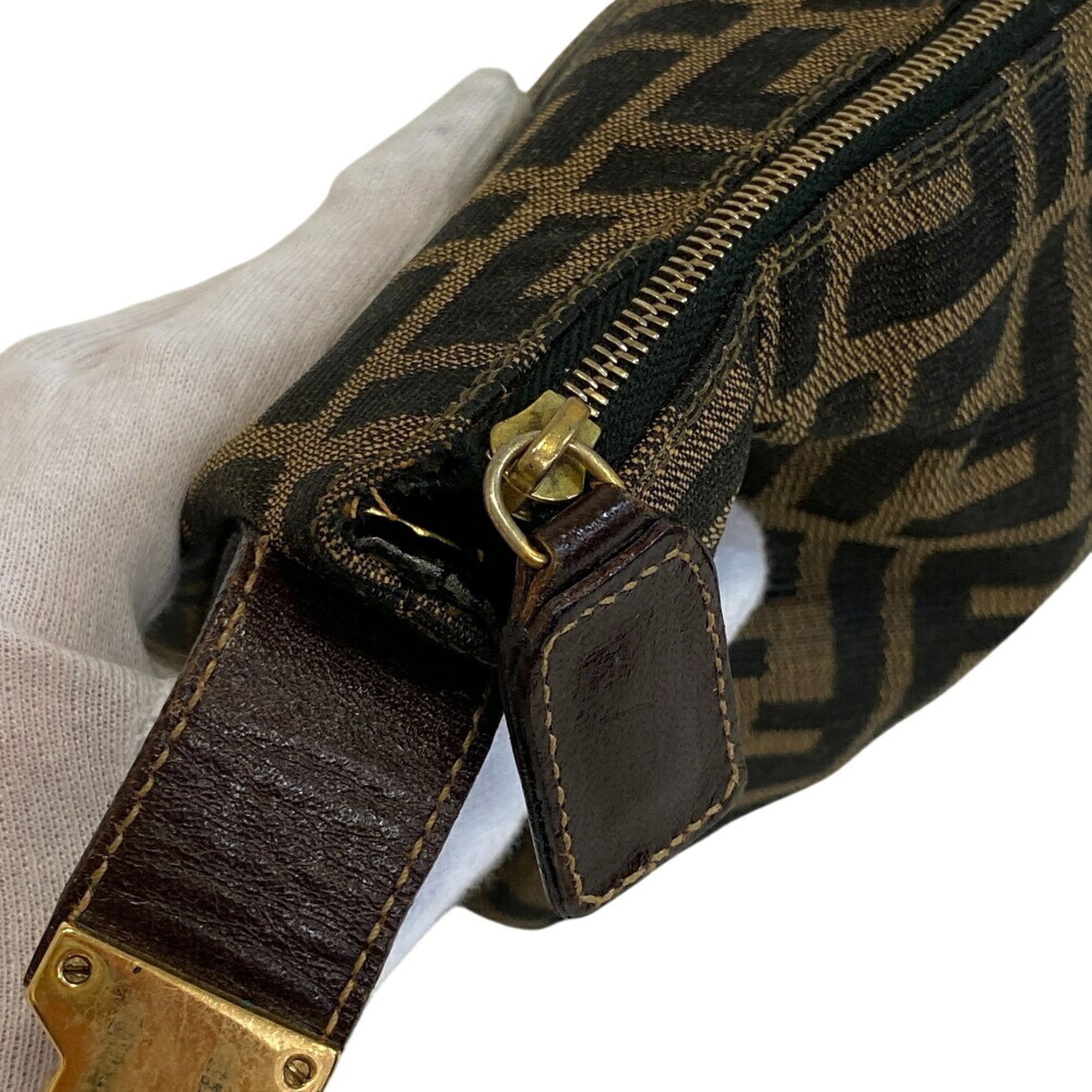 Fendi Zucca Brown Canvas Handbag Pouch (Pre-Owned)