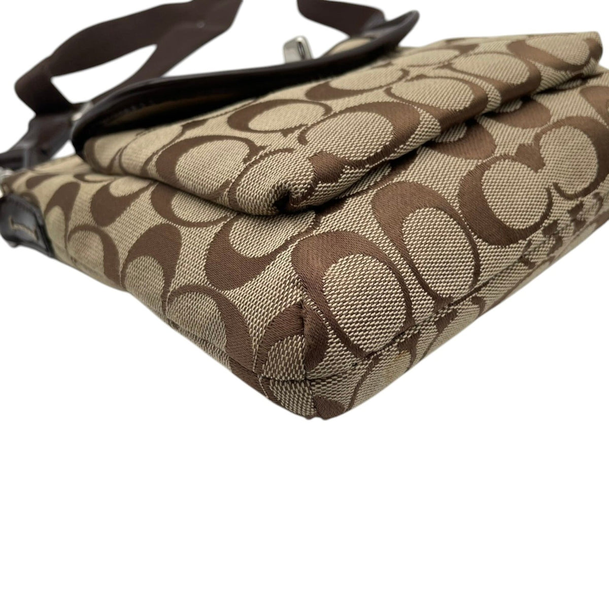 Coach Beige Brown Canvas Leather Crossbody Bag Shoulder Bag (Pre-Owned)