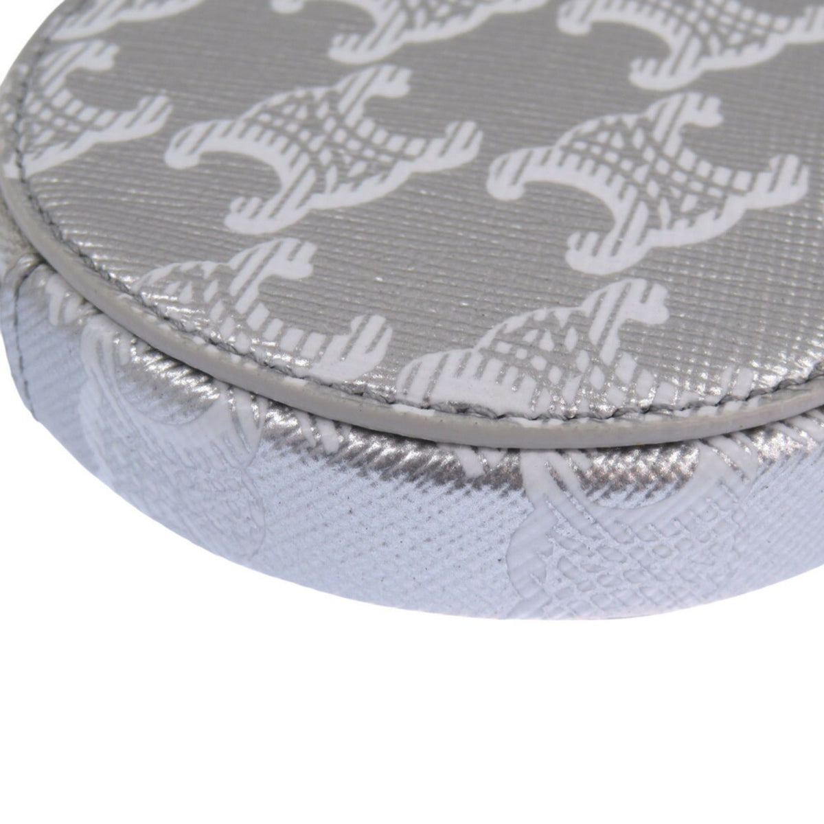 Celine Silver White Leather Coin Purse/Coin Case (Pre-Owned)