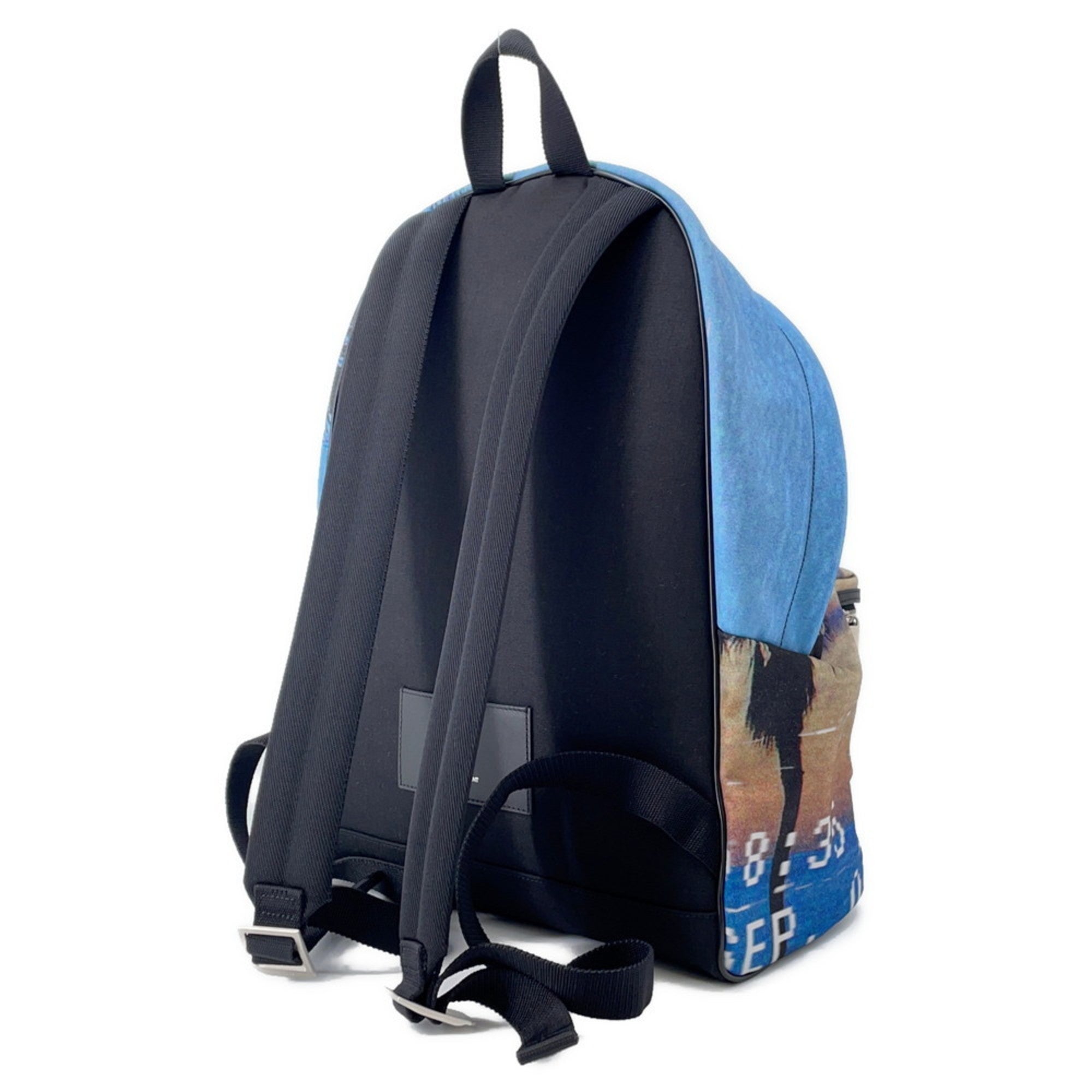 Saint Laurent Blue Nylon Leather Backpack (Pre-Owned)