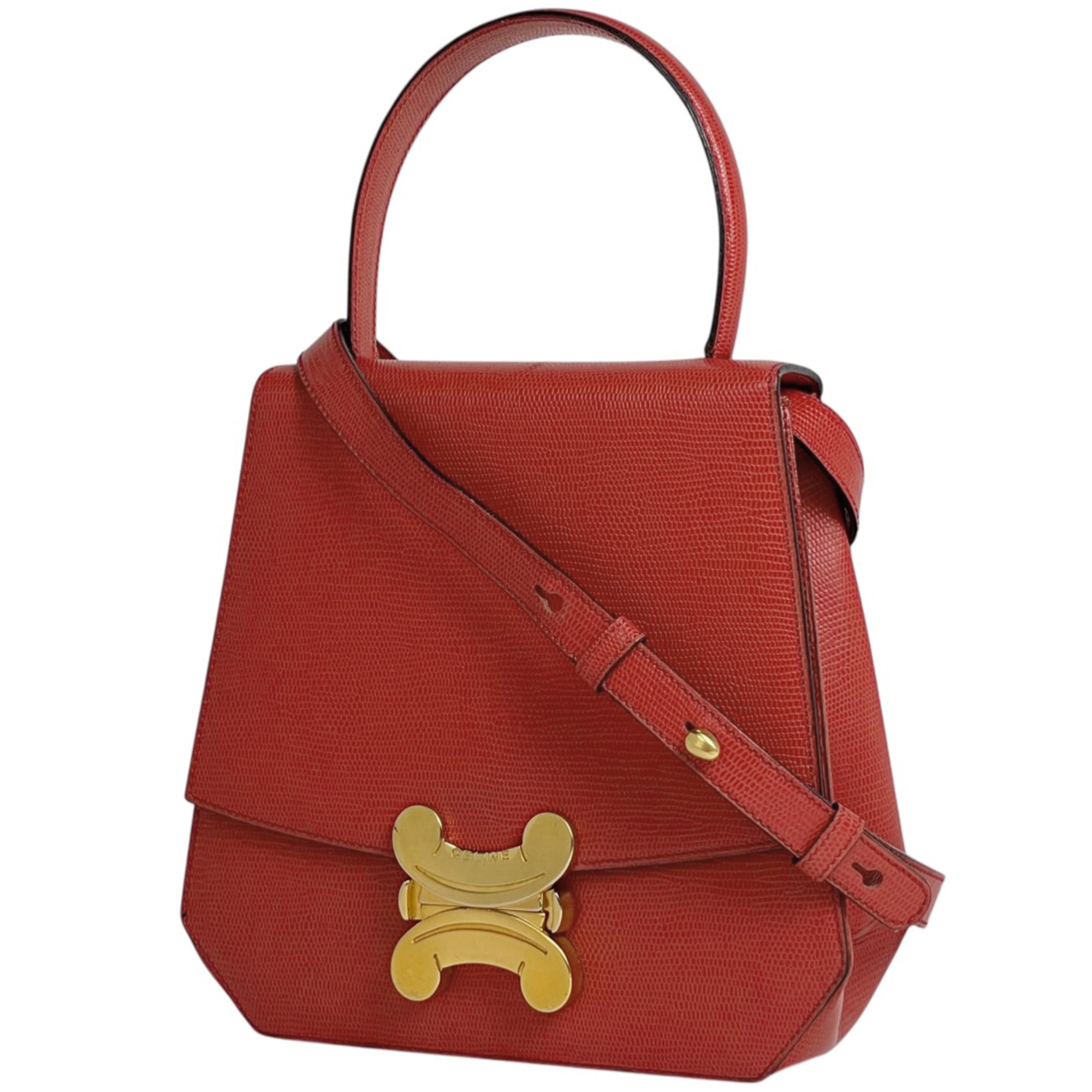 Celine Red Color Leather Handbag Shoulder Bag (Pre-Owned)