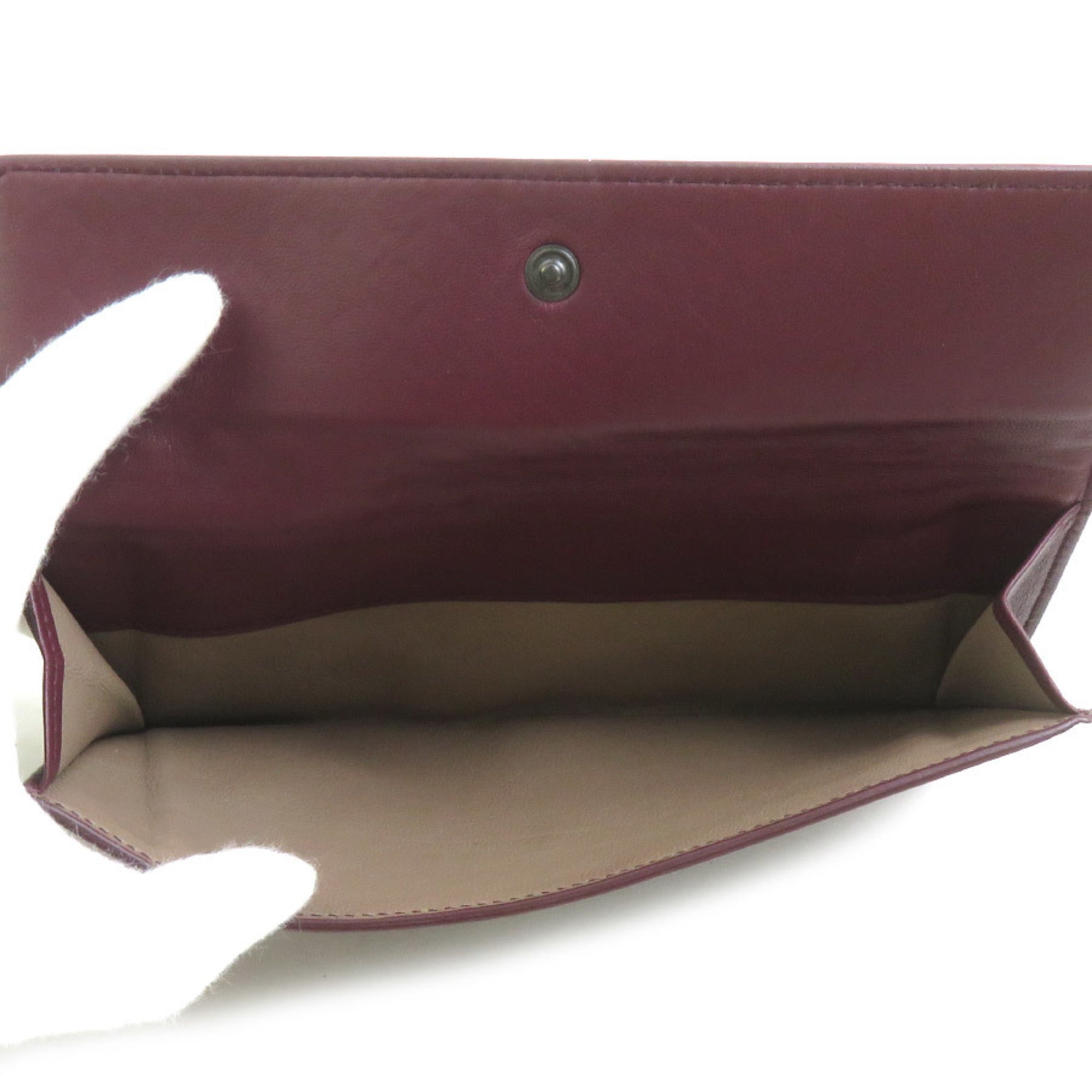 Bottega Veneta Bordeaux Leather Long Wallet (Bi-Fold) (Pre-Owned)
