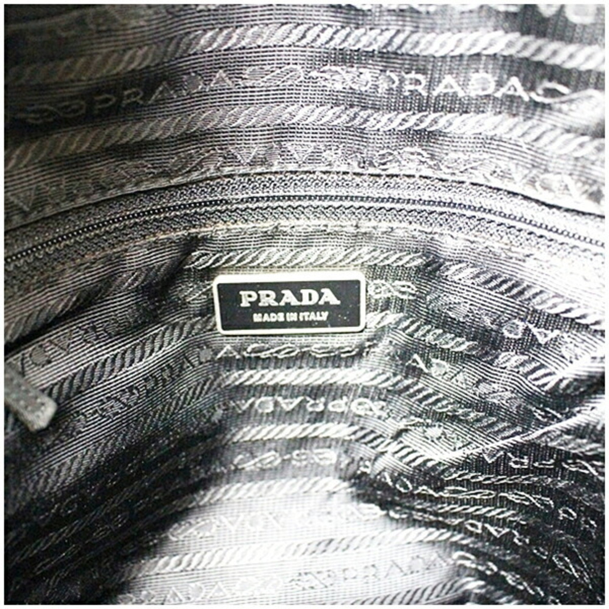 Prada Black White Nylon Shoulder Bag (Pre-Owned)