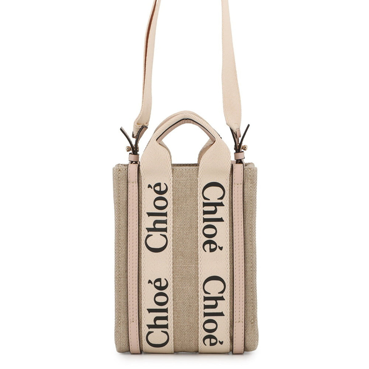 Chloé Beige Pink Canvas Leather Handbag (Pre-Owned)