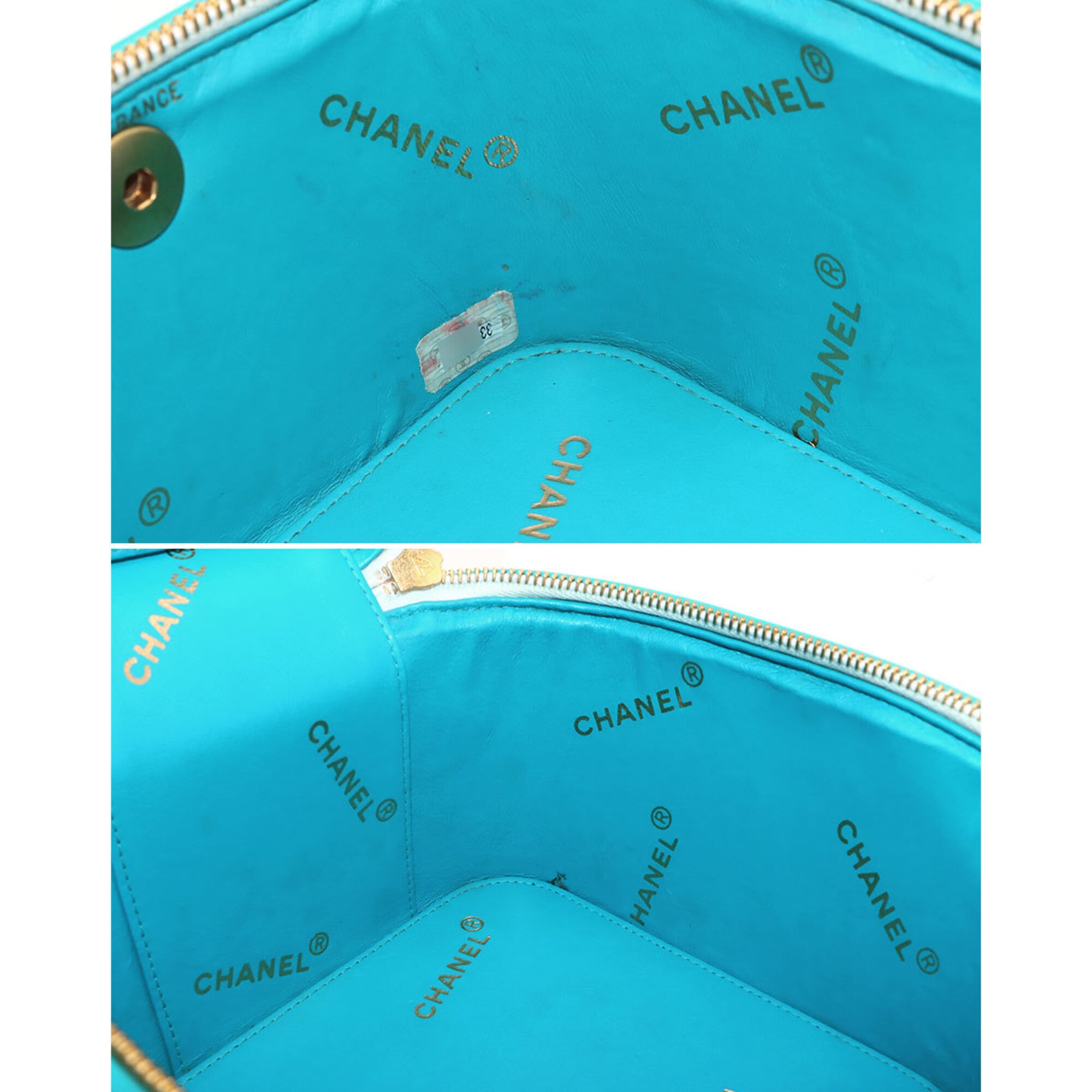 Chanel Blue Patent Leather Handbag Vanity Bag (Pre-Owned)