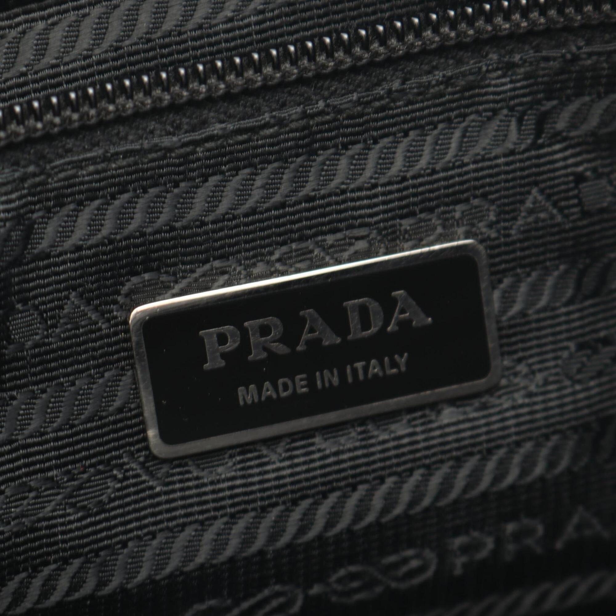 Prada Black Nylon Leather Handbag Shoulder Bag (Pre-Owned)