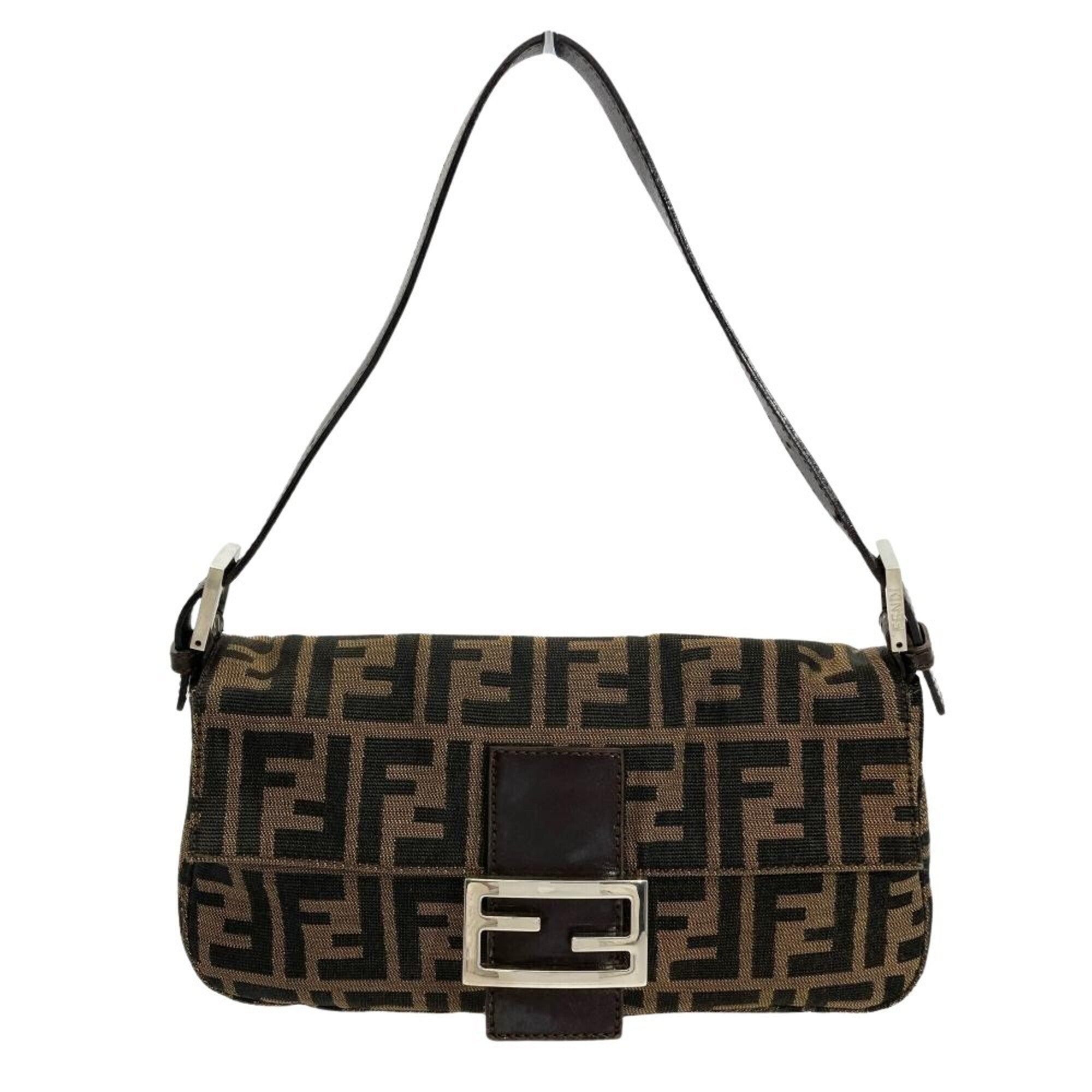 Fendi Brown Canvas Leather Shoulder Bag (Pre-Owned)