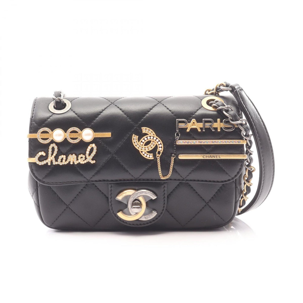 Chanel Black Leather Handbag Shoulder Bag (Pre-Owned)