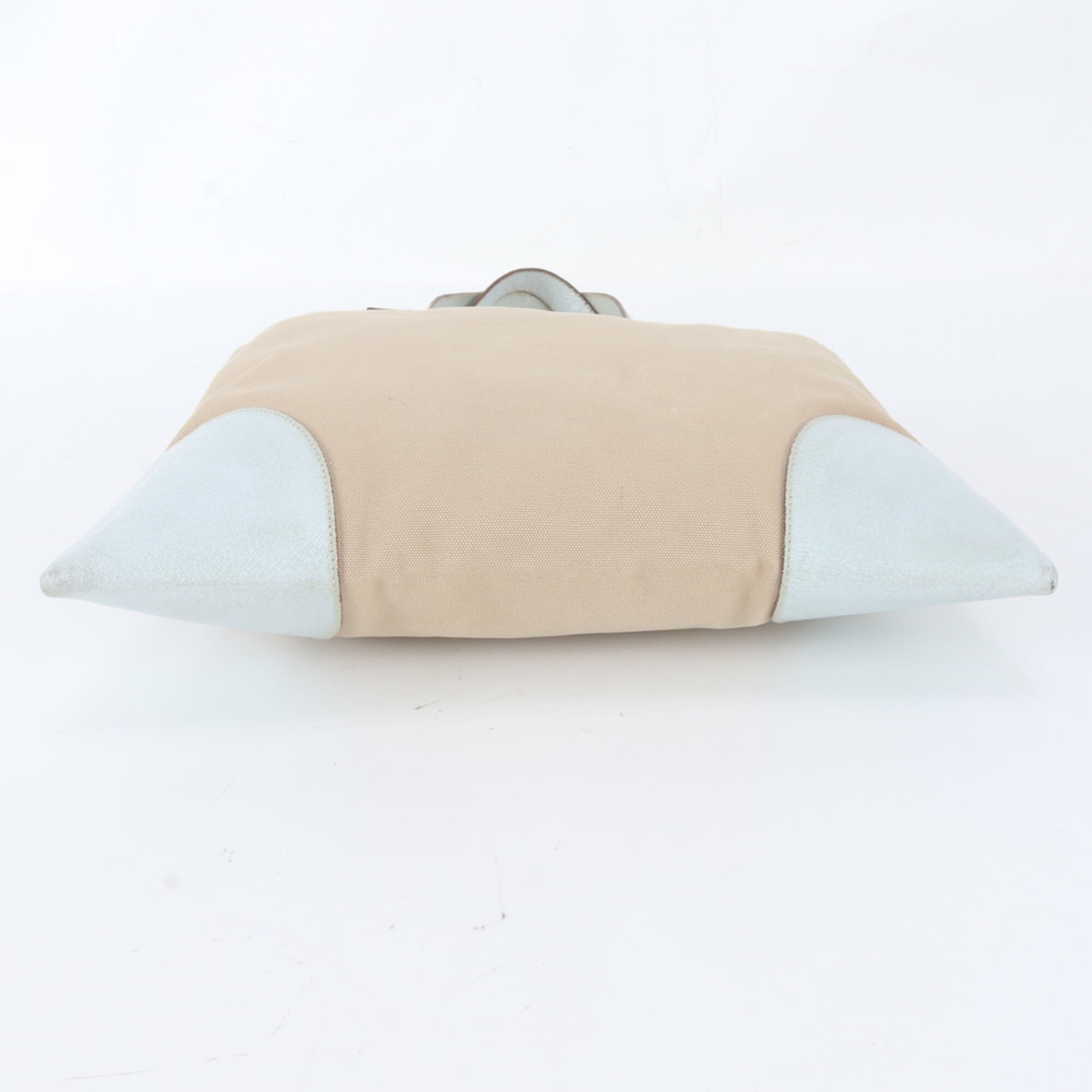 Prada Beige Blue Leather Canvas Handbag Tote Bag (Pre-Owned)