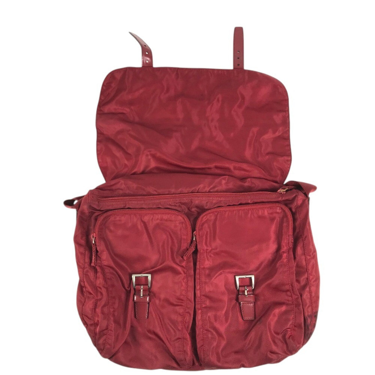 Prada Bordeaux Red Color Nylon Shoulder Bag (Pre-Owned)