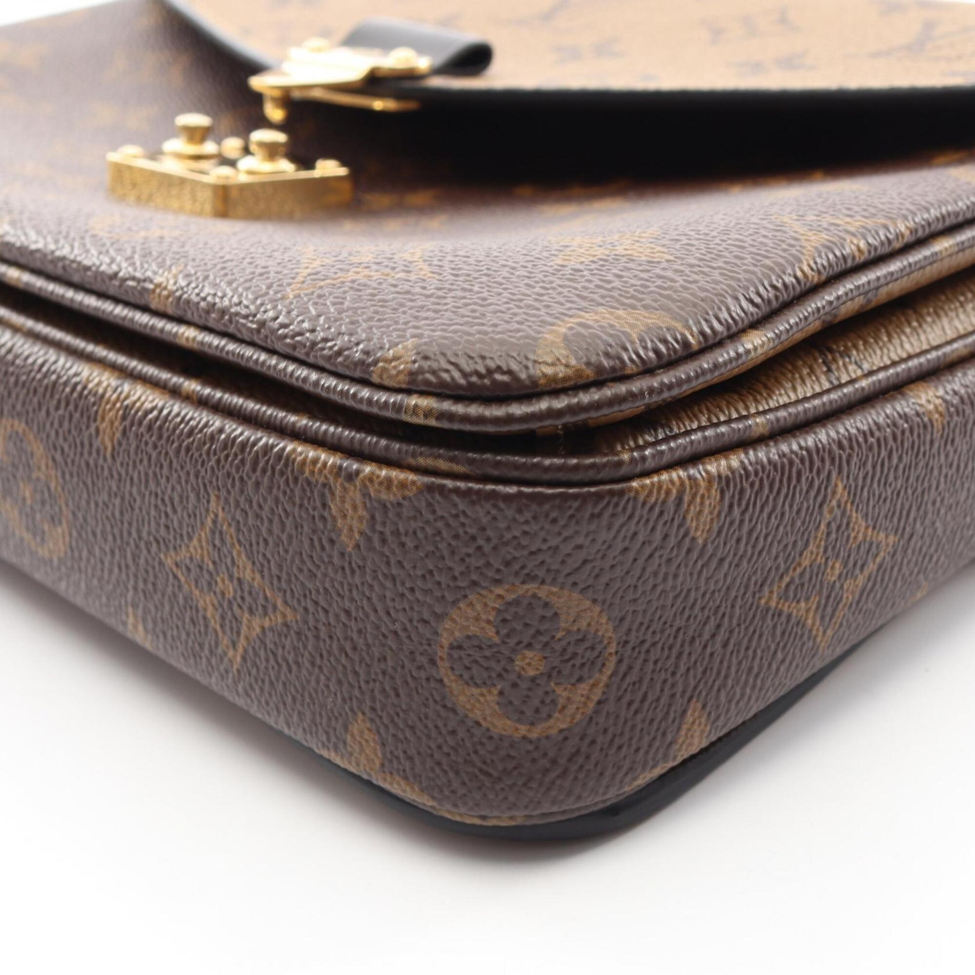 Louis Vuitton Black Brown Coated Canvas Leather Handbag Pochette (Pre-Owned)