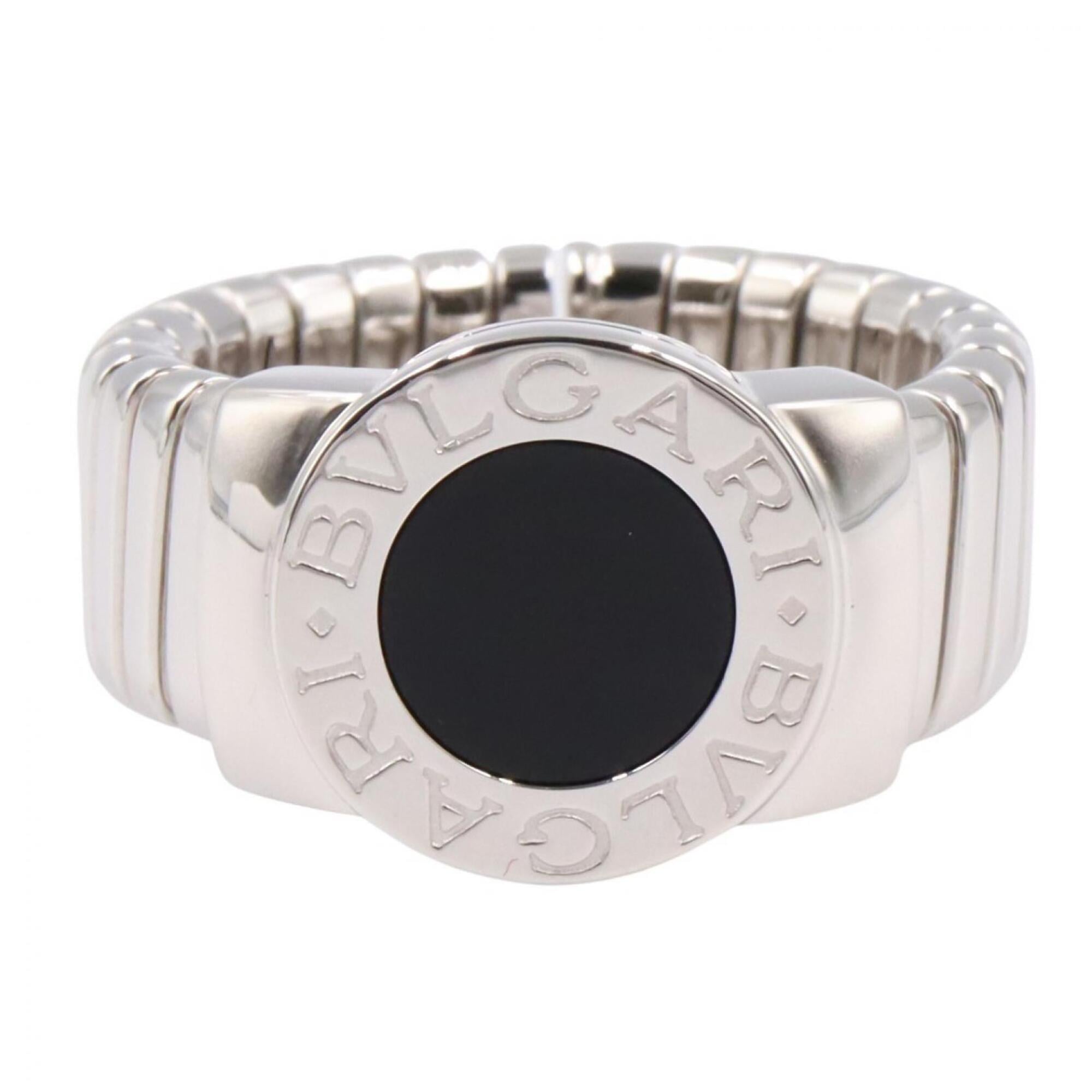 Bvlgari Silver Black White Gold (18K) Band Ring (Pre-Owned)