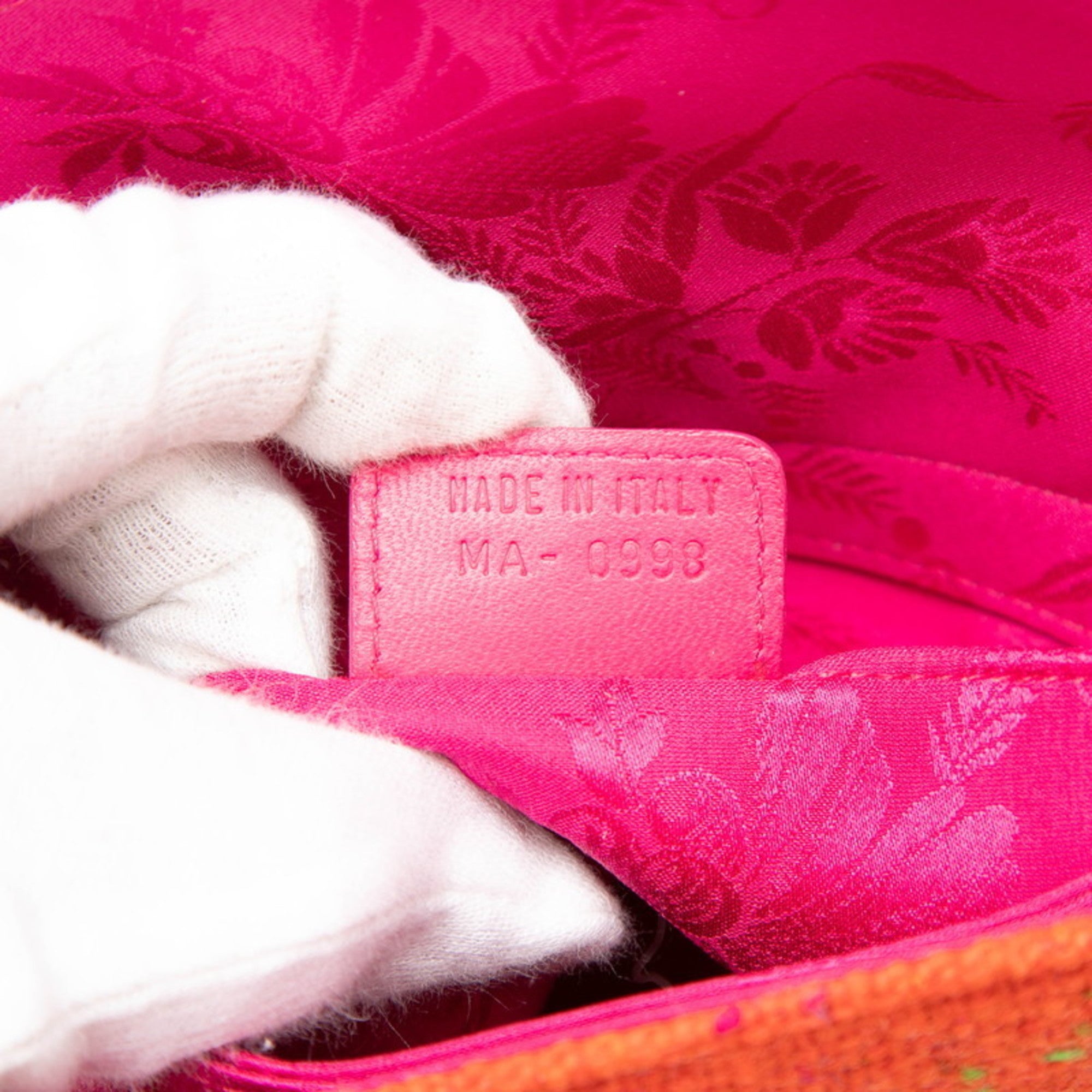 Christian Dior Orange Pink Tweed Handbag (Pre-Owned)