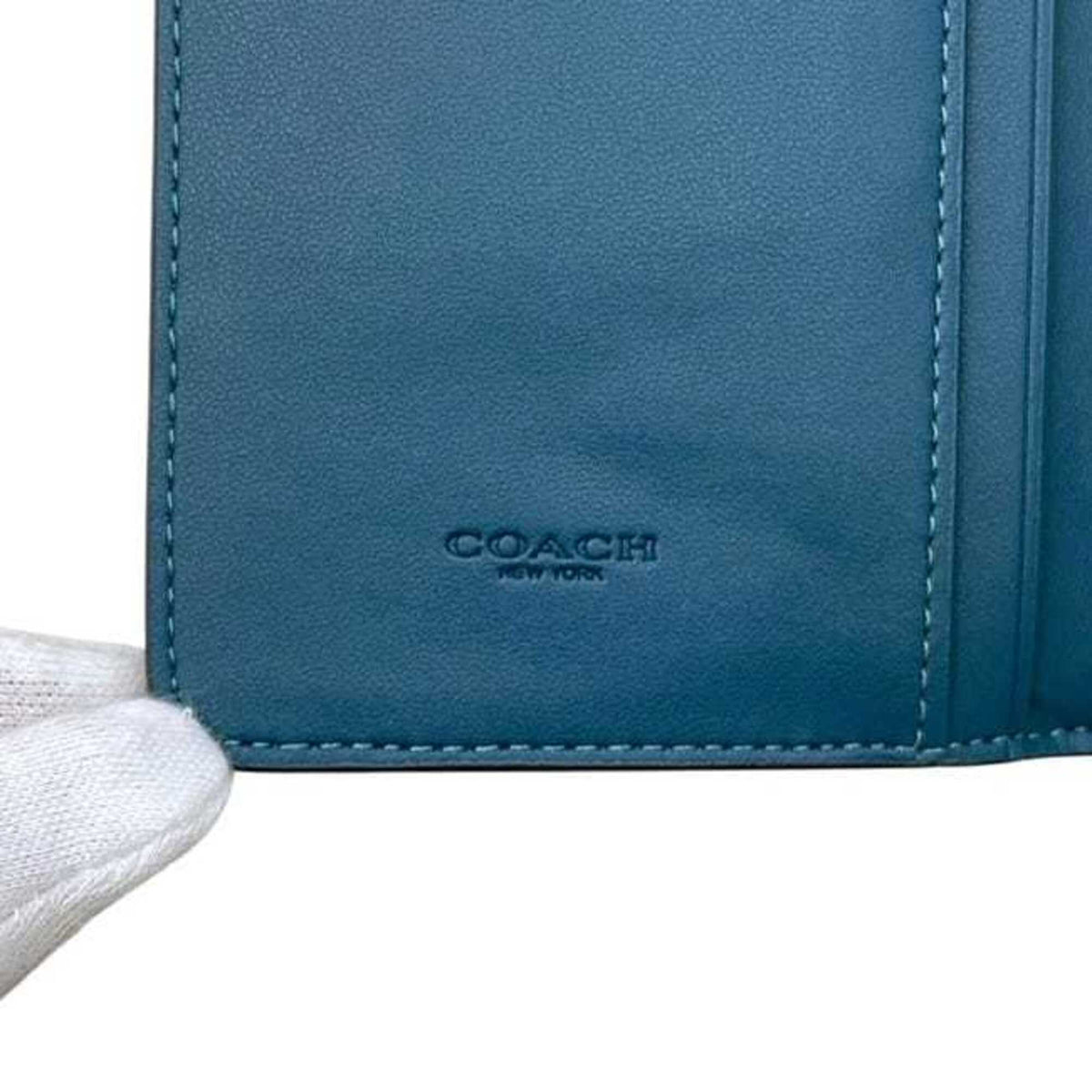 Coach Blue Green Leather Long Wallet (Bi-Fold) (Pre-Owned)
