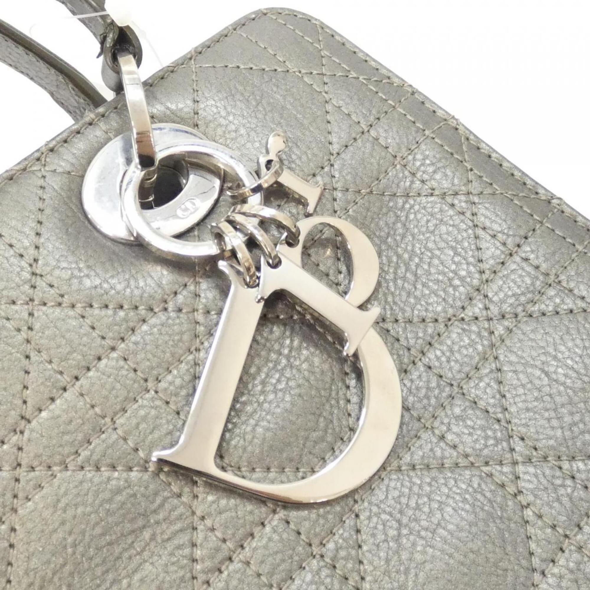 Christian Dior Dark Silver Leather Handbag (Pre-Owned)