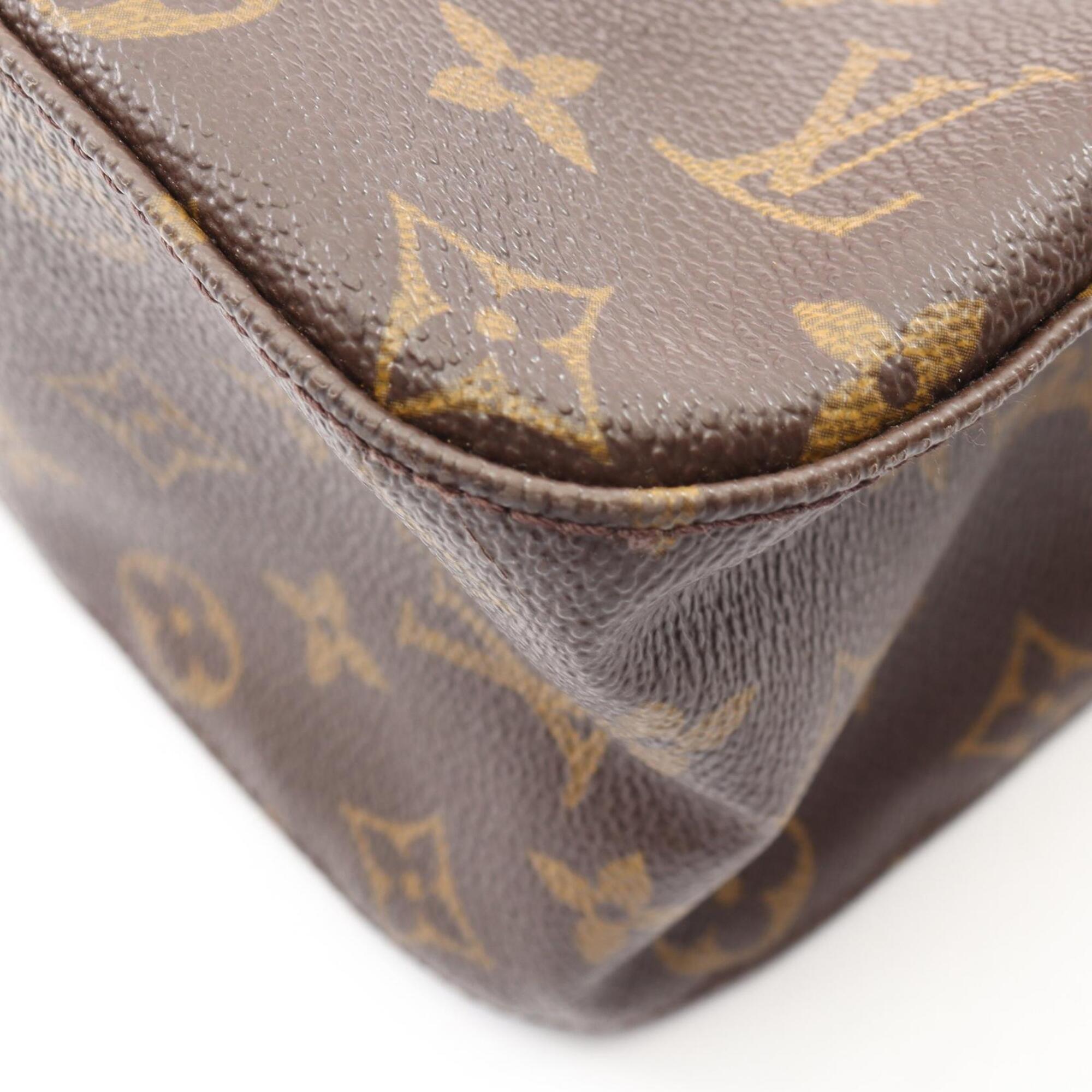 Louis Vuitton Brown Coated Canvas Leather Handbag Shoulder Bag (Pre-Owned)