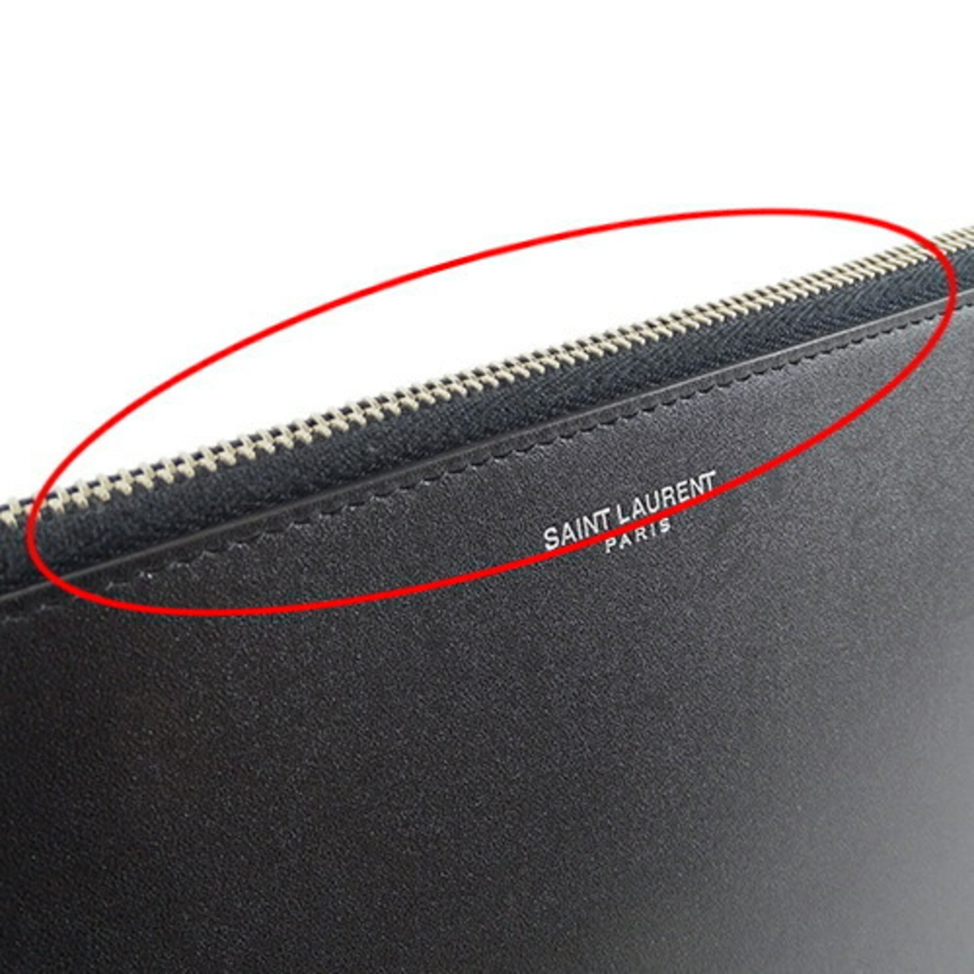 Saint Laurent Black Leather Clutch Bag (Pre-Owned)