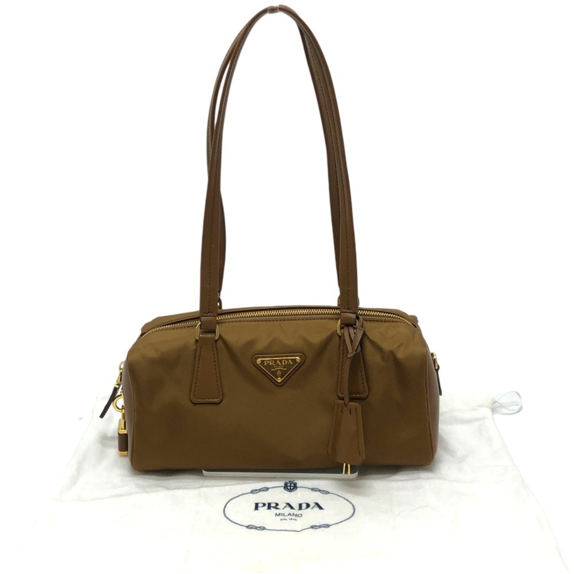 Prada Brown Nylon Leather Shoulder Bag (Pre-Owned)