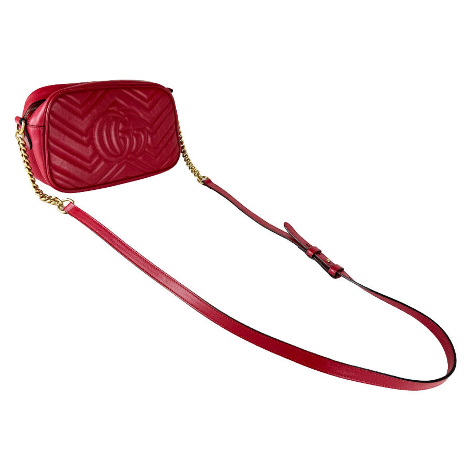 Gucci Red Color Leather Shoulder Bag (Pre-Owned)