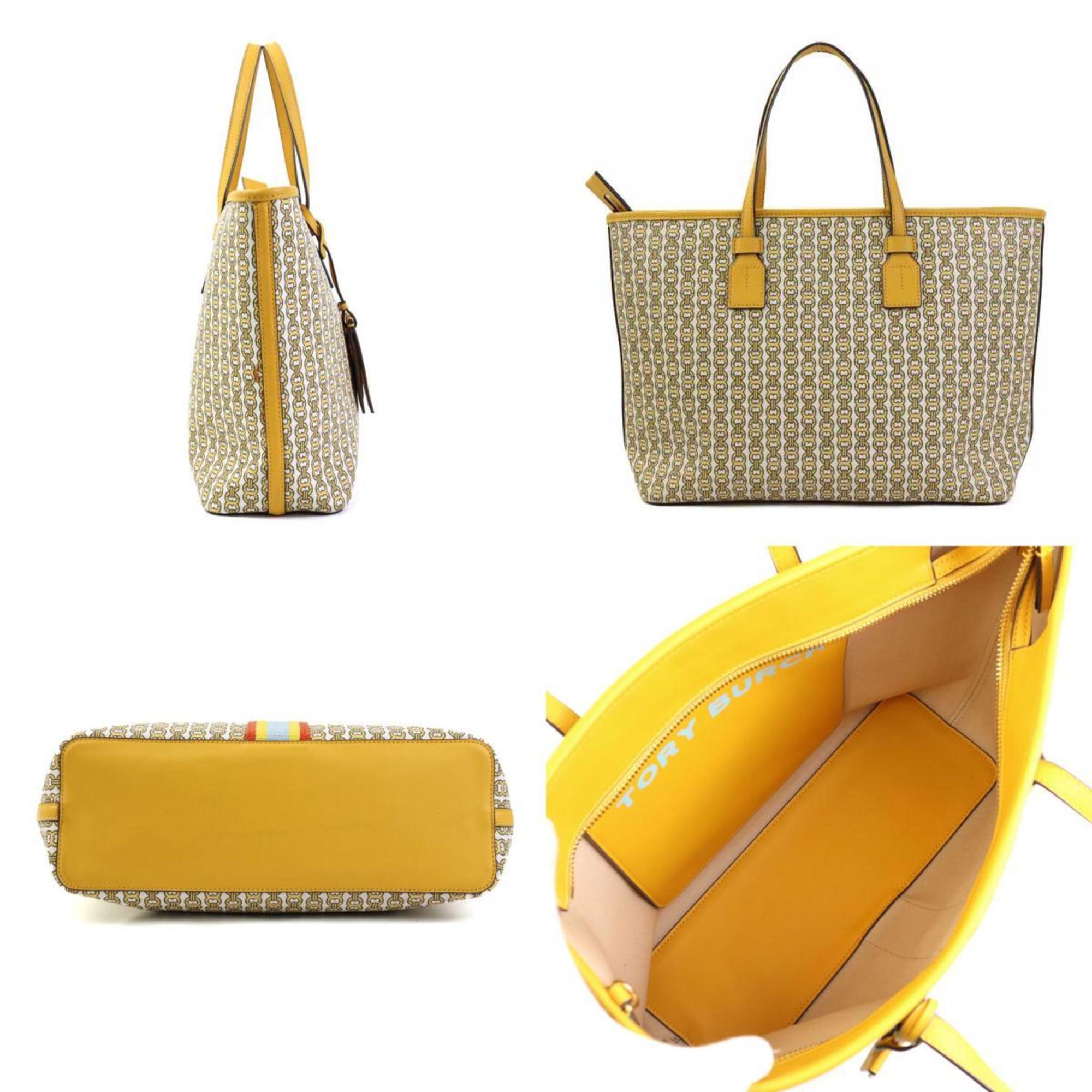 Tory Burch Yellow Coated Canvas Pvc Leather Handbag Shoulder Bag (Pre-Owned)