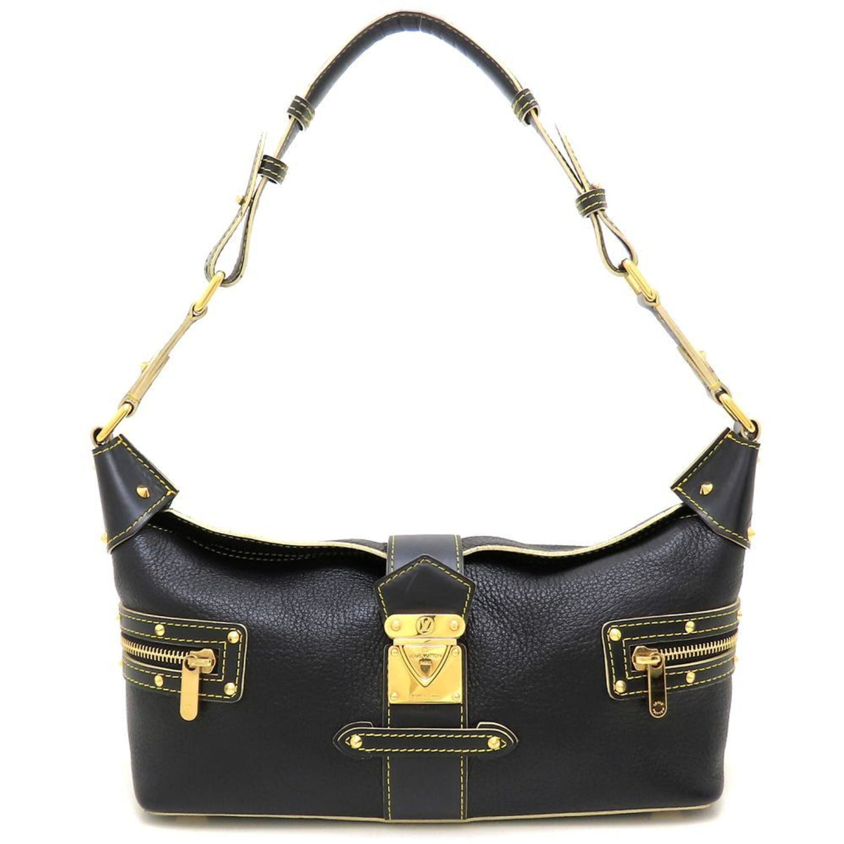 Louis Vuitton Noir Leather Shoulder Bag (Pre-Owned)