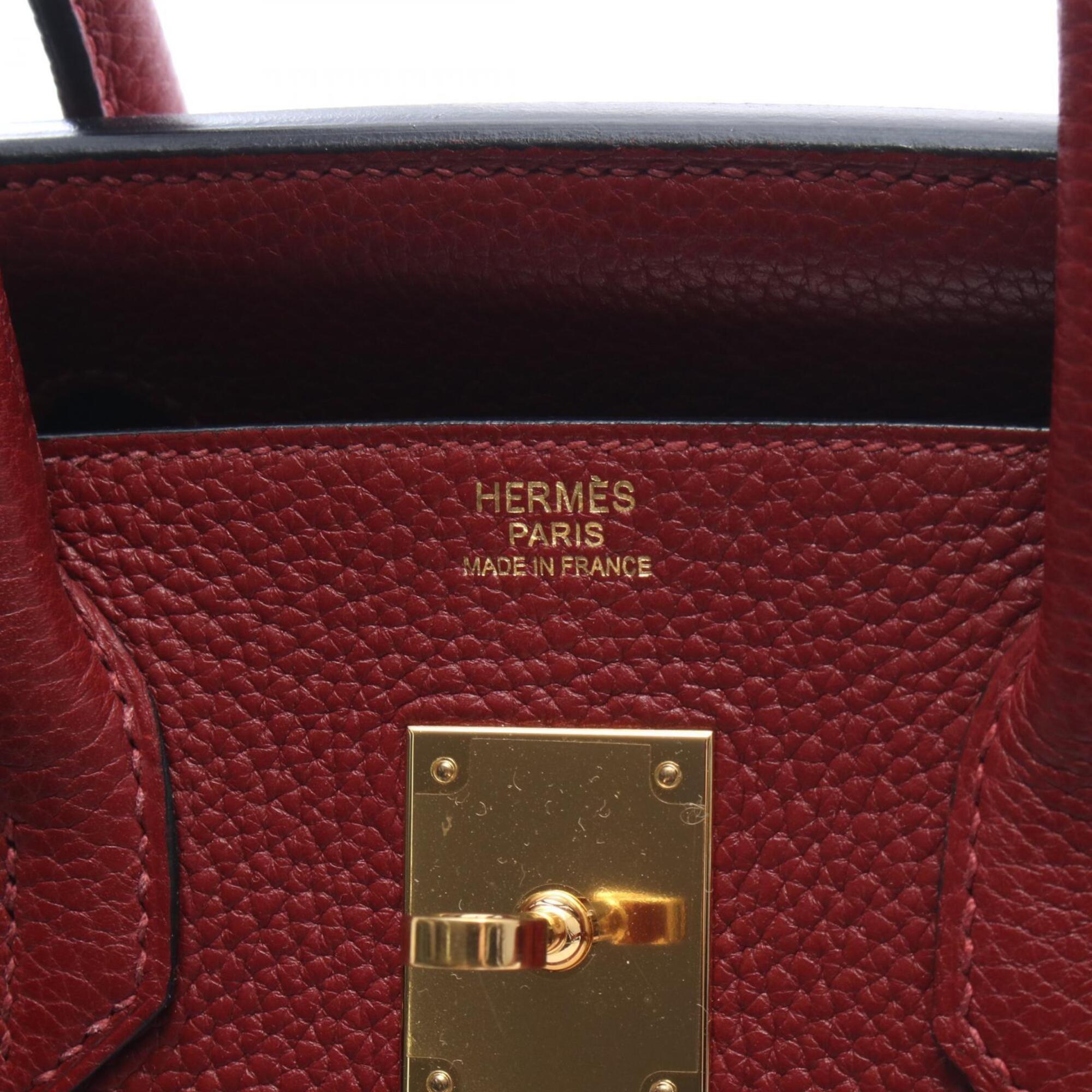 Hermes Bordeaux Ruby Leather Handbag (Pre-Owned)