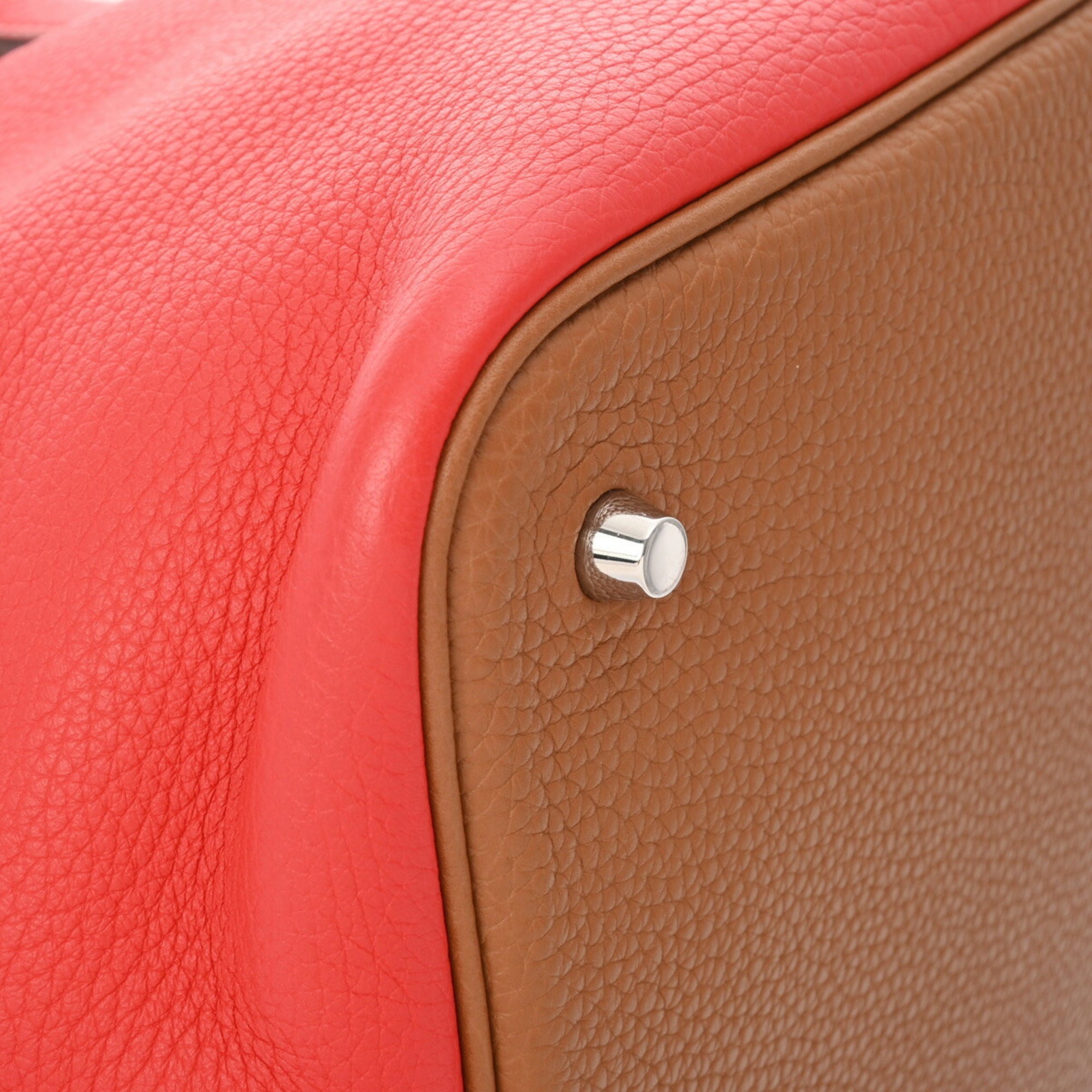 Hermes Gold Red Color Taurillon Clemence Leather Handbag (Pre-Owned)