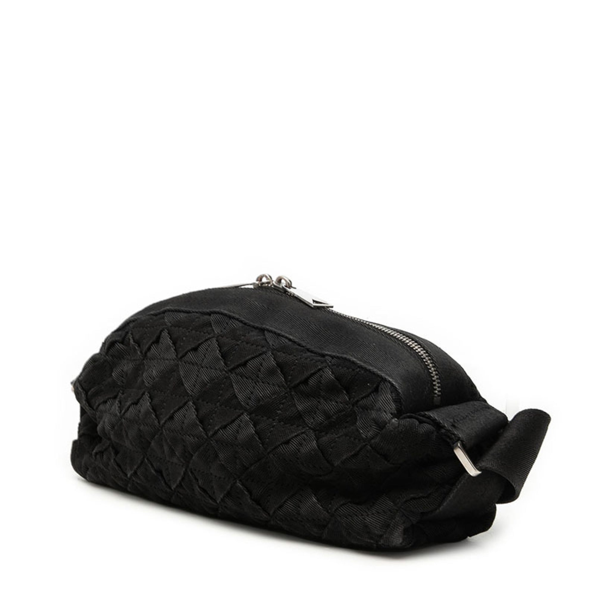 Bottega Veneta Intrecciato Black Canvas Nylon Shoulder Bag (Pre-Owned)