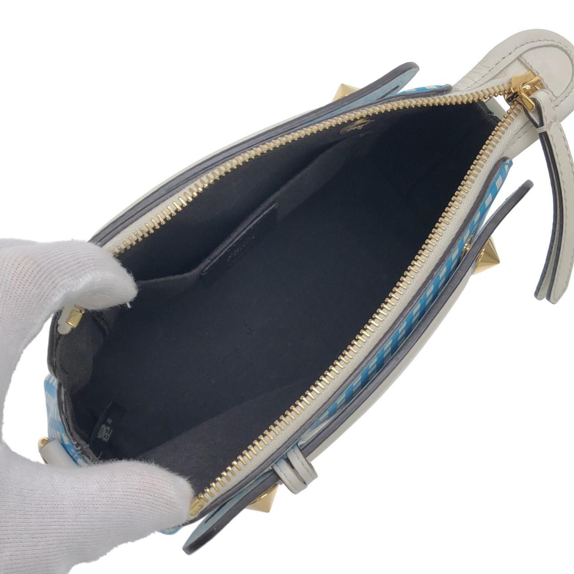 Fendi Blue White Leather Handbag (Pre-Owned)