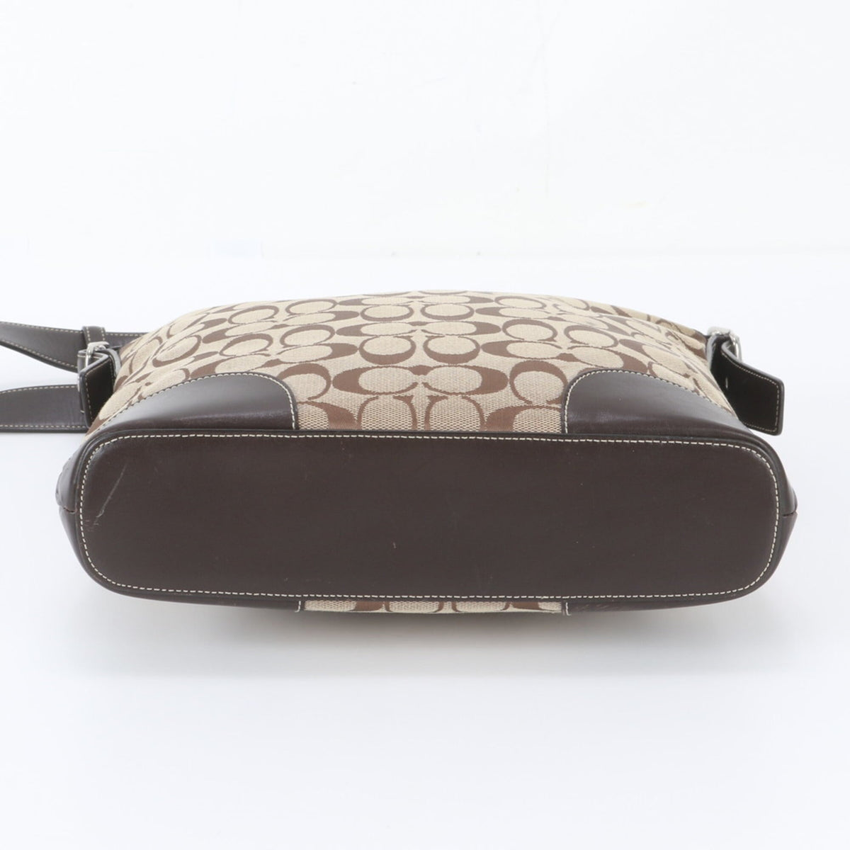 Coach Brown Leather Canvas Crossbody Bag Handbag Shoulder Bag Tote Bag (Pre-Owned)