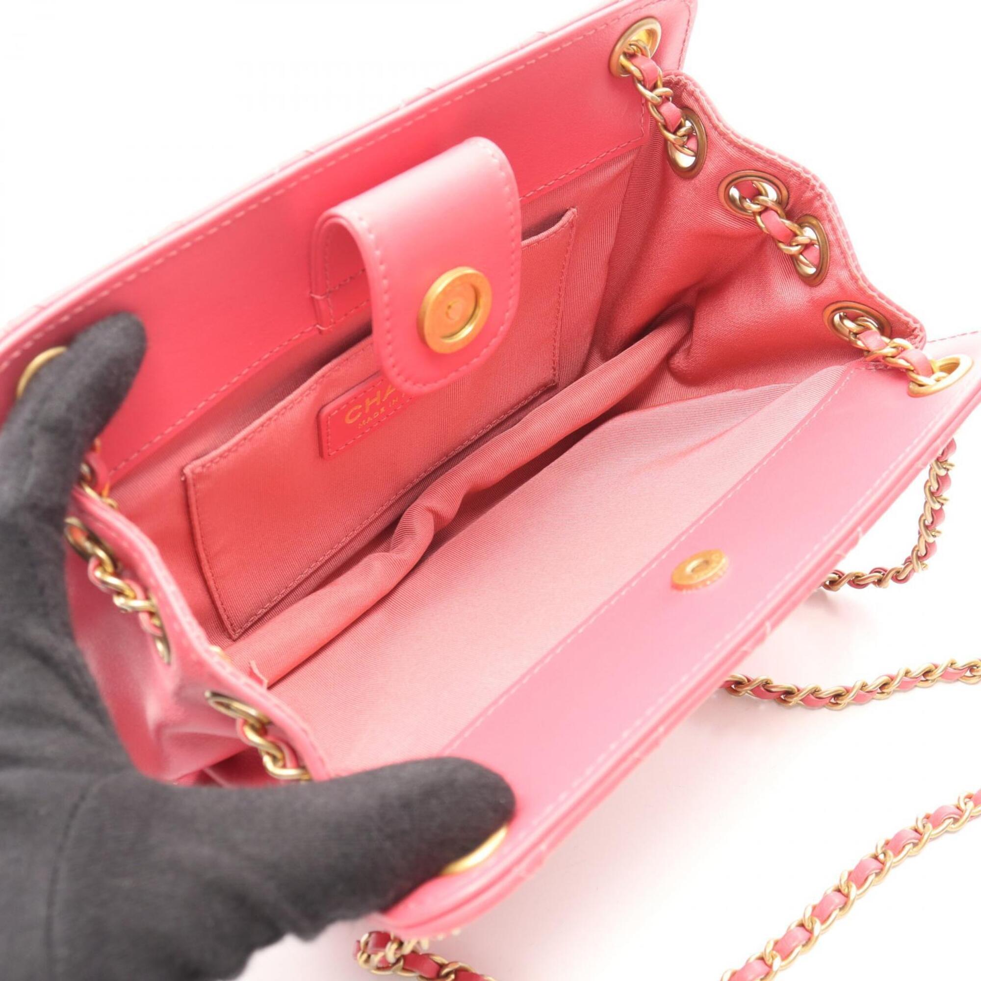 Chanel Pink Leather Handbag Shoulder Bag (Pre-Owned)