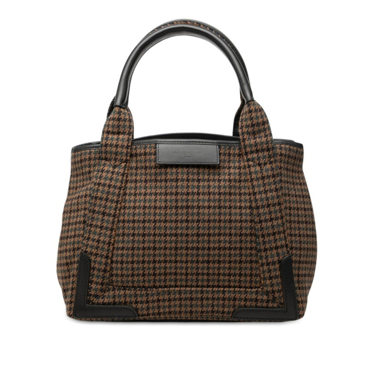 Balenciaga Brown Wool Leather Handbag Pouch Tote Bag (Pre-Owned)