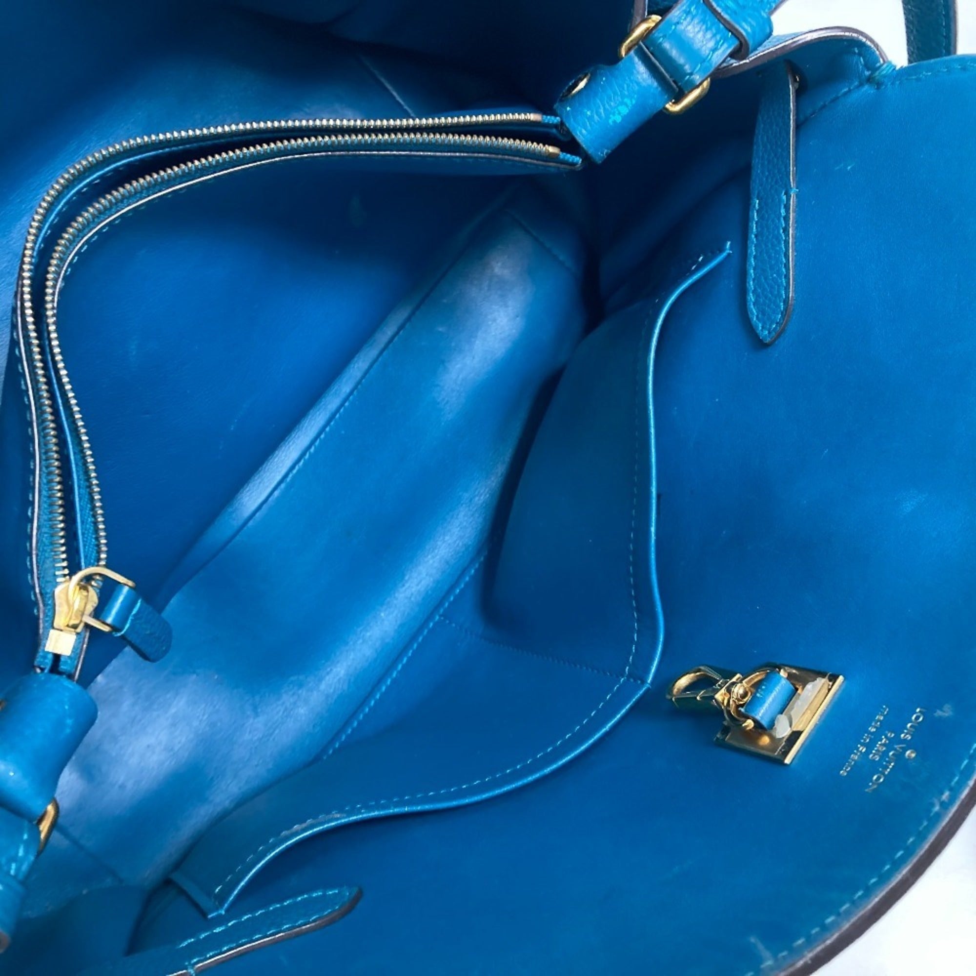 Louis Vuitton Blue Leather Handbag Shoulder Bag Tote Bag (Pre-Owned)