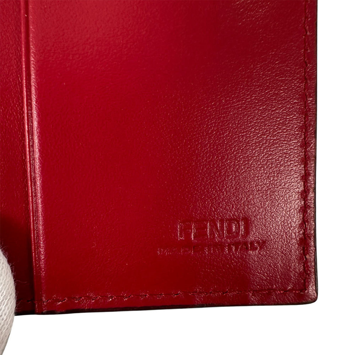 Fendi Red Color Leather Wallet (Bi-Fold) (Pre-Owned)