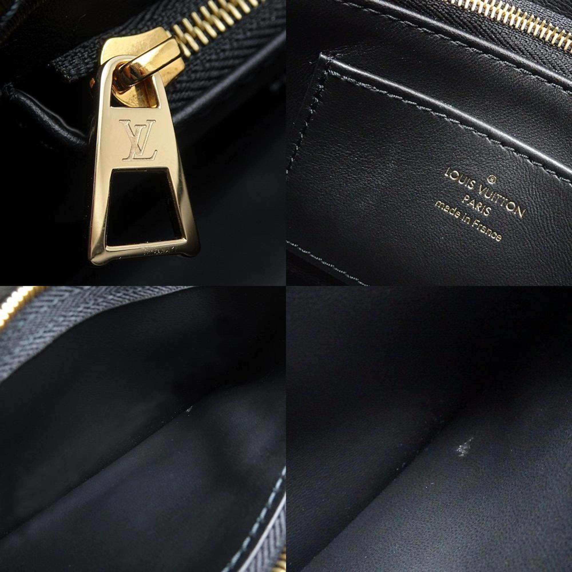 Louis Vuitton Noir Leather Shoulder Bag (Pre-Owned)