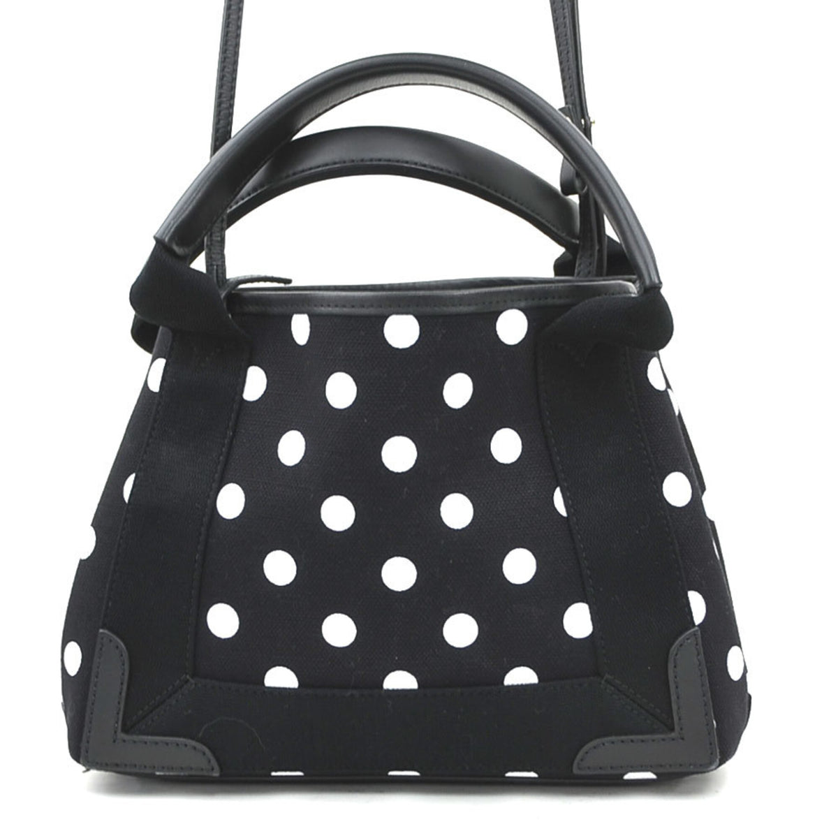 Balenciaga Black White Canvas Leather Handbag Shoulder Bag (Pre-Owned)