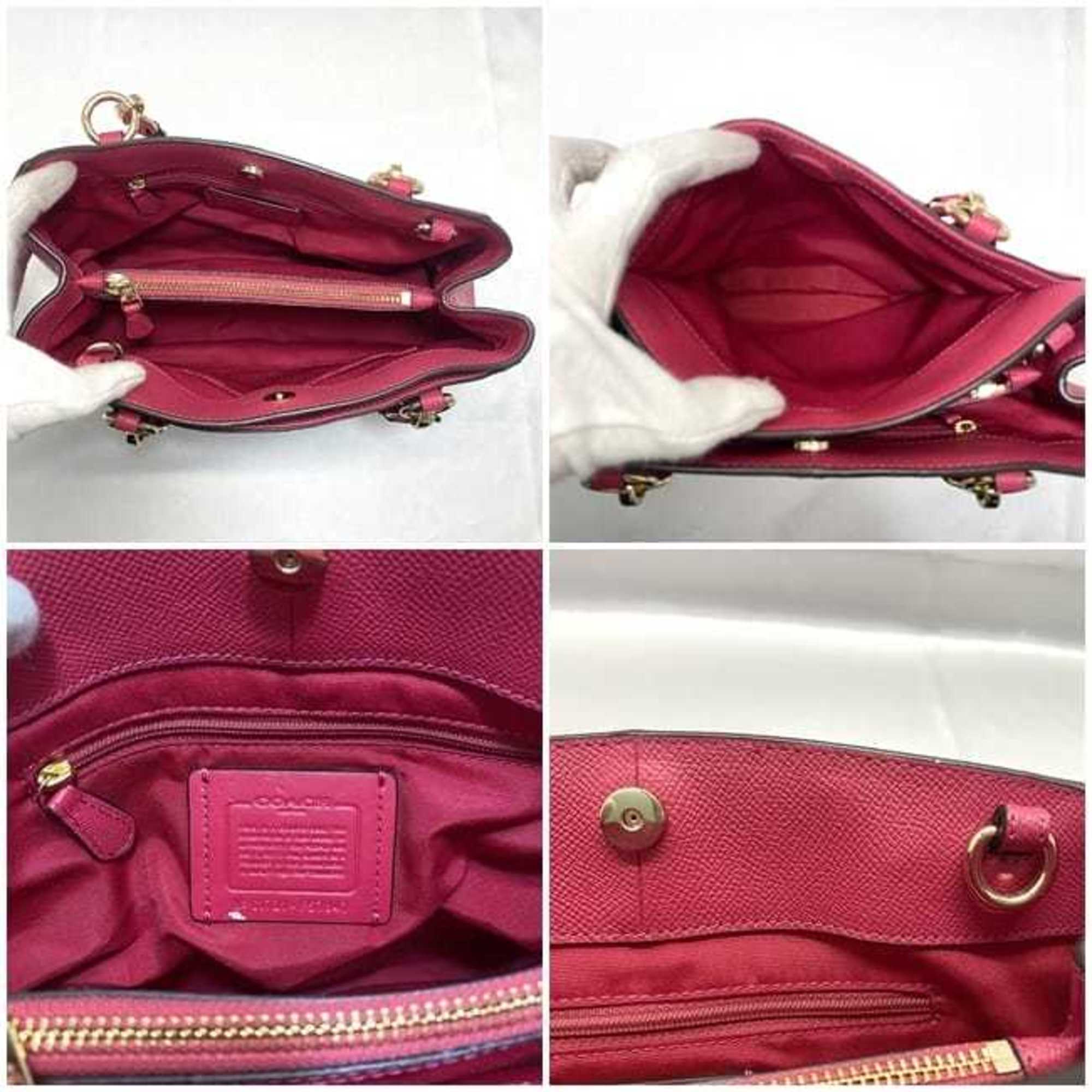 Coach Pink Leather Handbag Tote Bag (Pre-Owned)