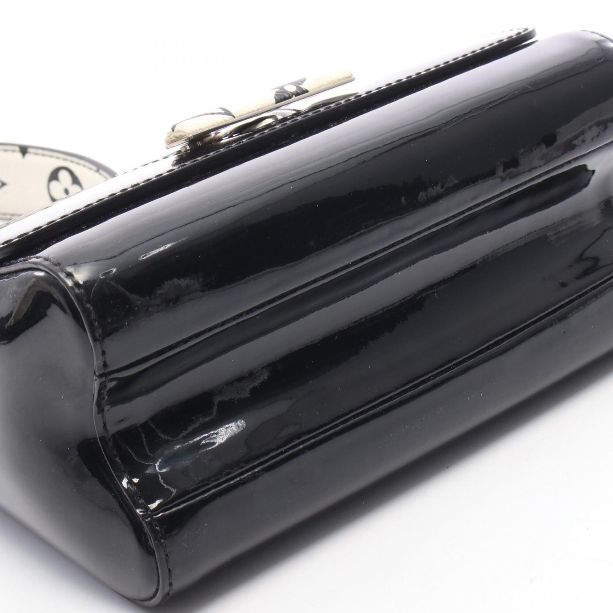 Louis Vuitton Black Noir White Patent Leather Leather Handbag Shoulder Bag (Pre-Owned)