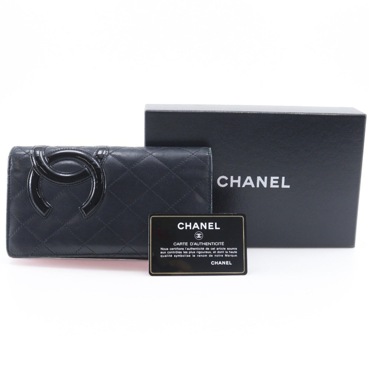 Chanel Black Leather Long Wallet (Bi-Fold) (Pre-Owned)