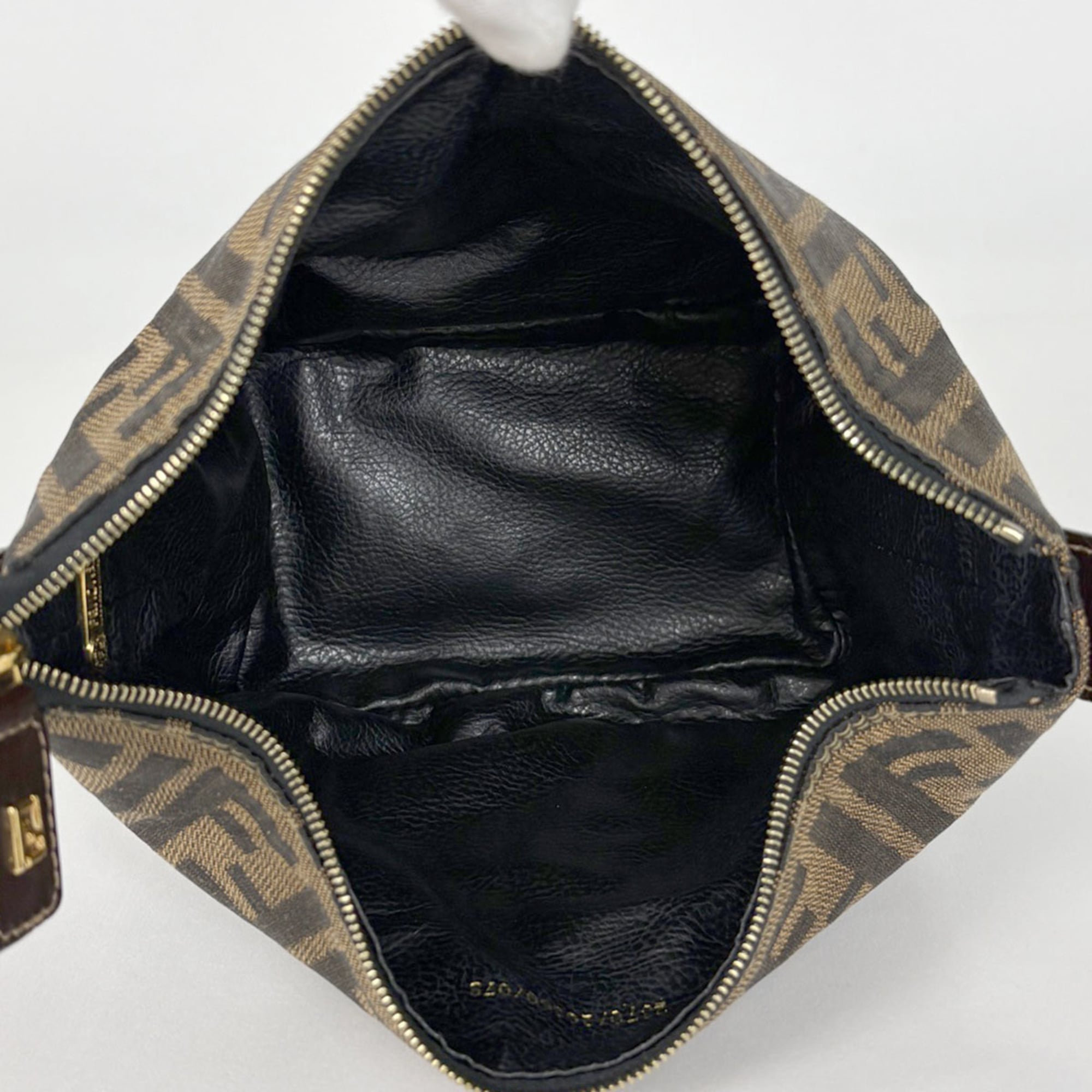 Fendi Brown Canvas Leather Handbag Vanity Bag (Pre-Owned)