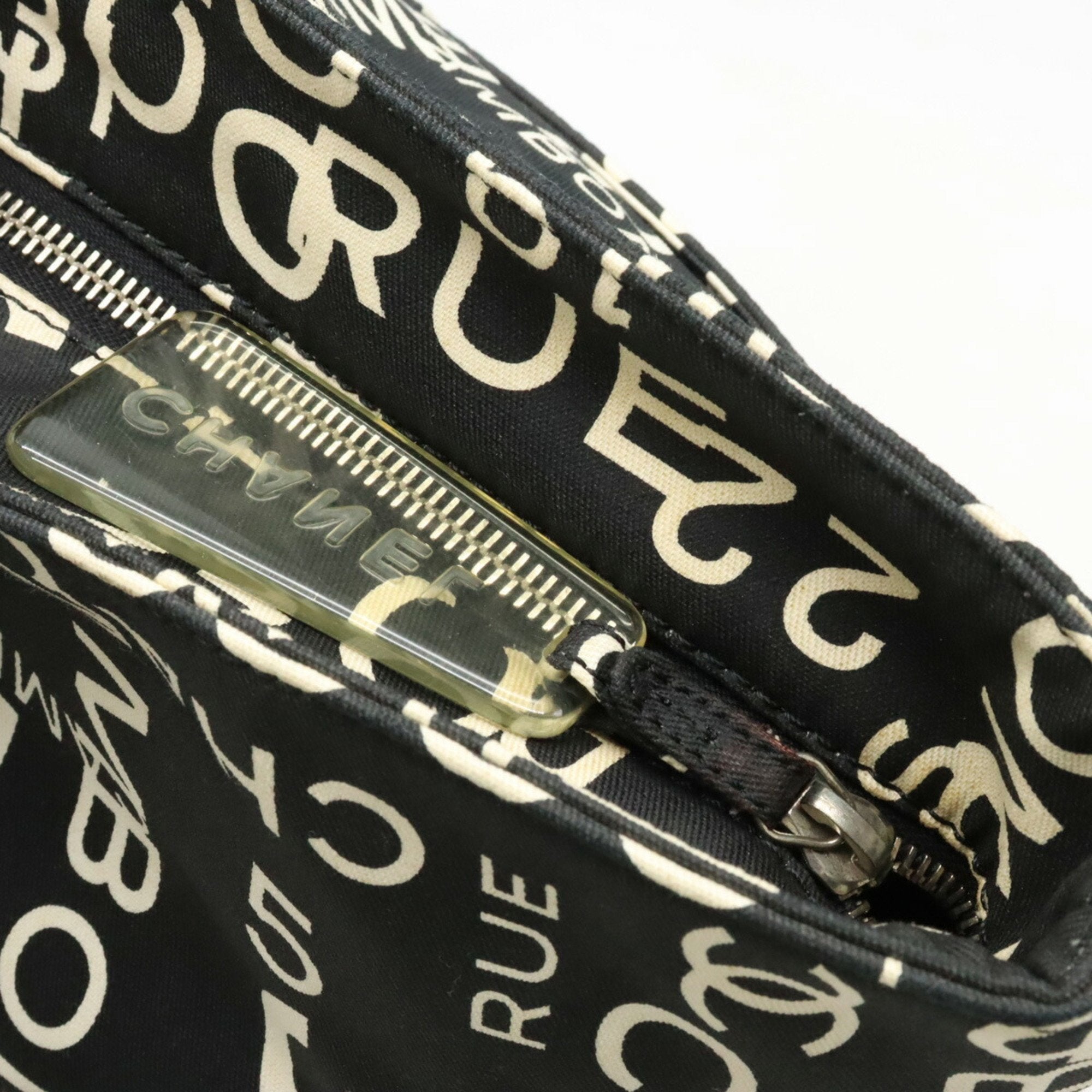 Chanel Black Ivory Canvas Shoulder Bag Tote Bag (Pre-Owned)