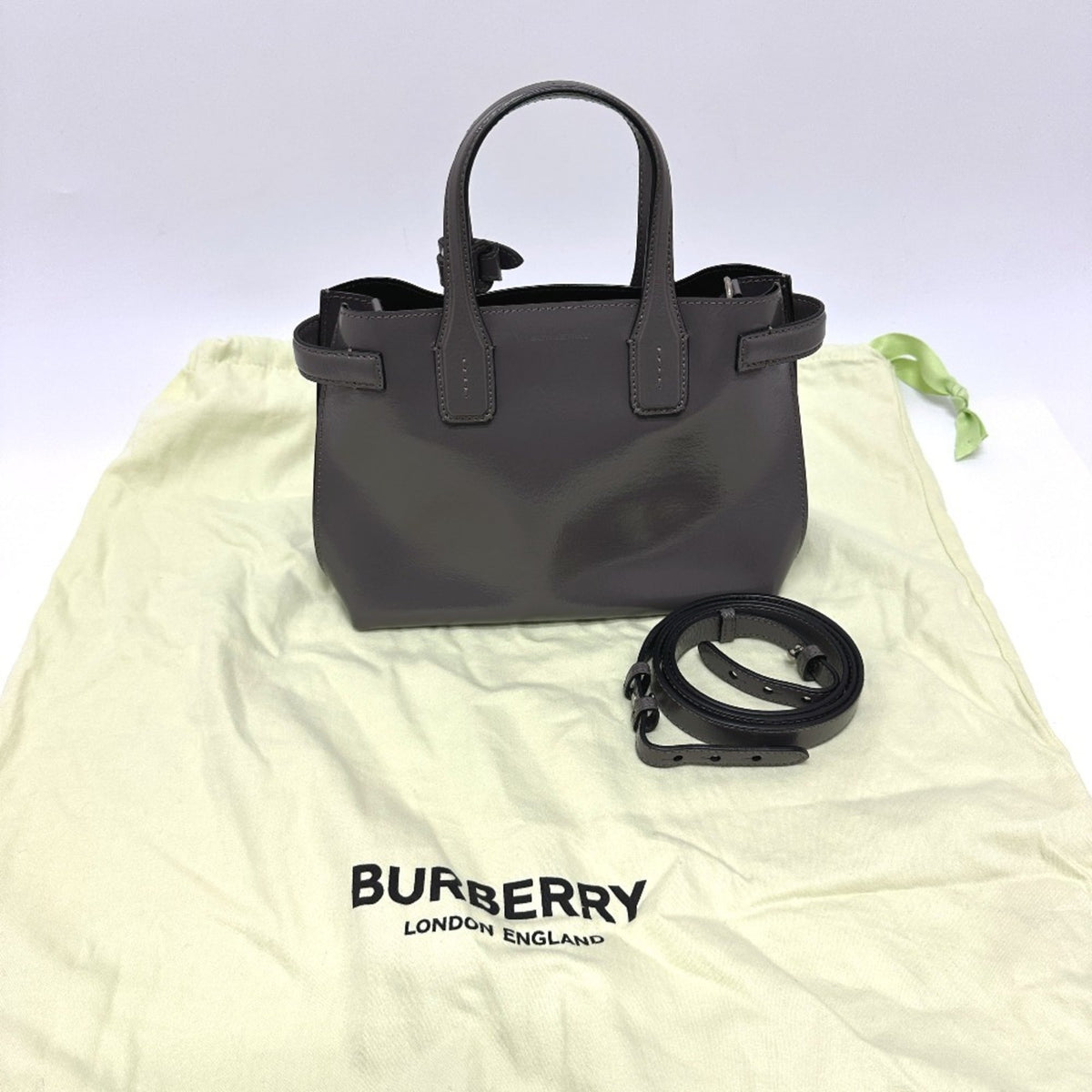 Burberry Gray Elastane Leather Handbag Shoulder Bag (Pre-Owned)