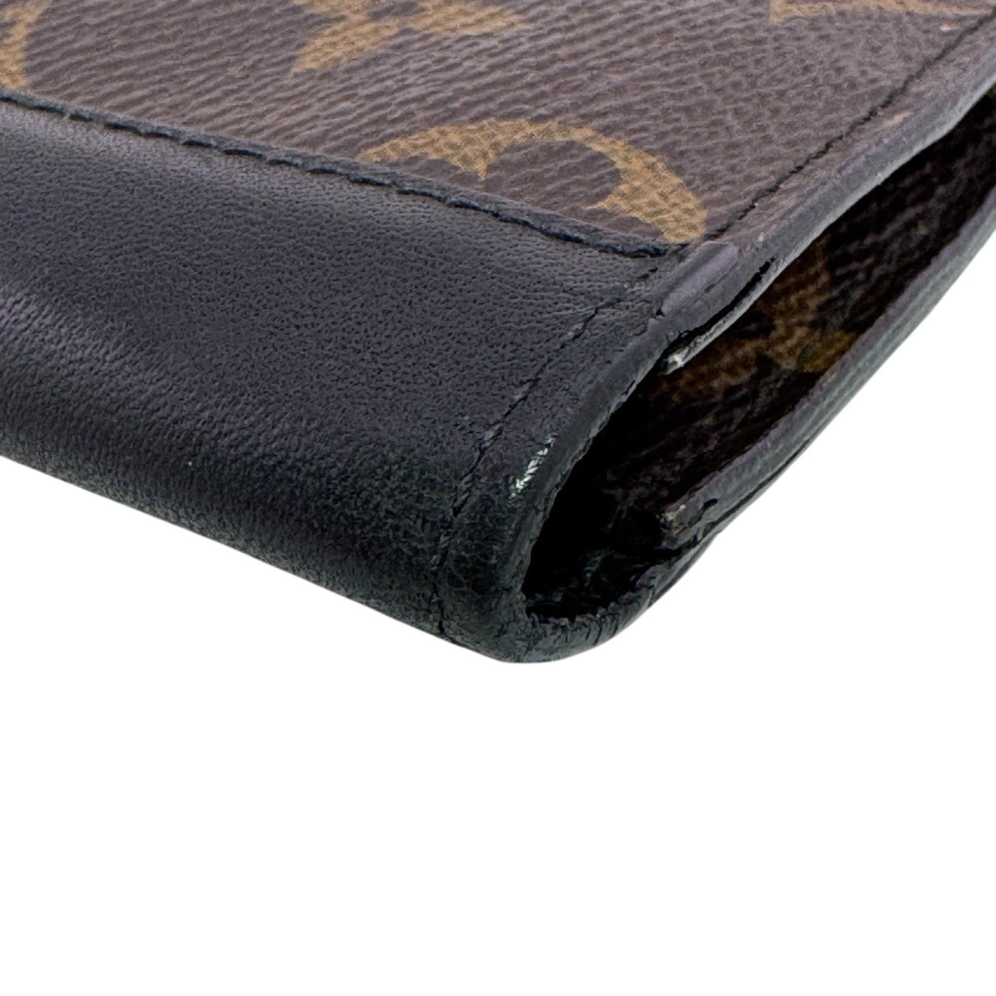 Louis Vuitton Black Leather Long Wallet (Bi-Fold) (Pre-Owned)