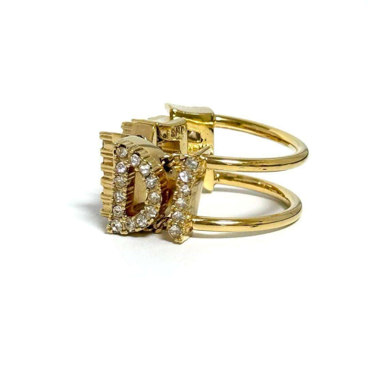 Fendi Metal Rhinestone Band Ring (Pre-Owned)